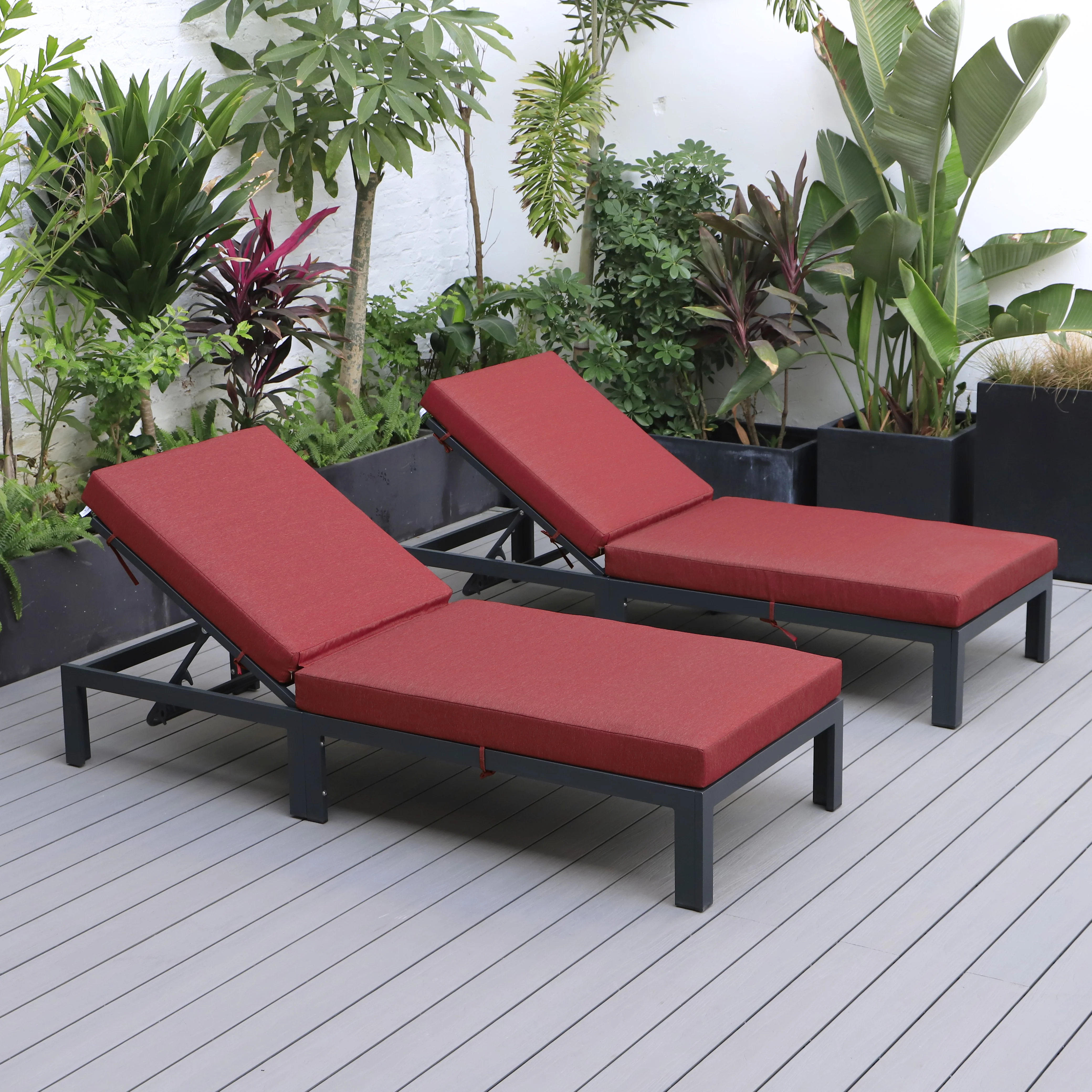 Chelsea Modern Outdoor Chaise Lounge Chair With Cushions Set of 2