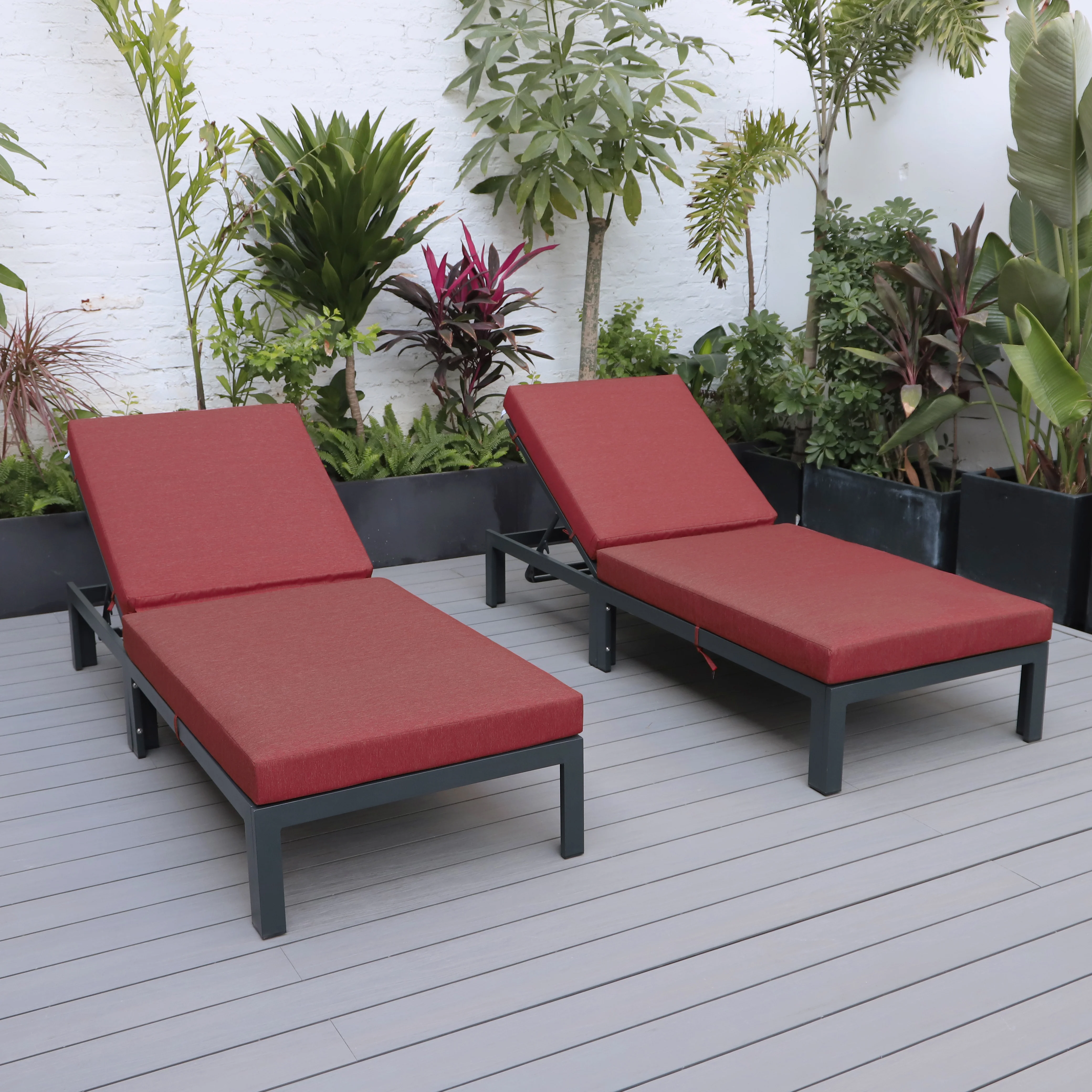 Chelsea Modern Outdoor Chaise Lounge Chair With Cushions Set of 2