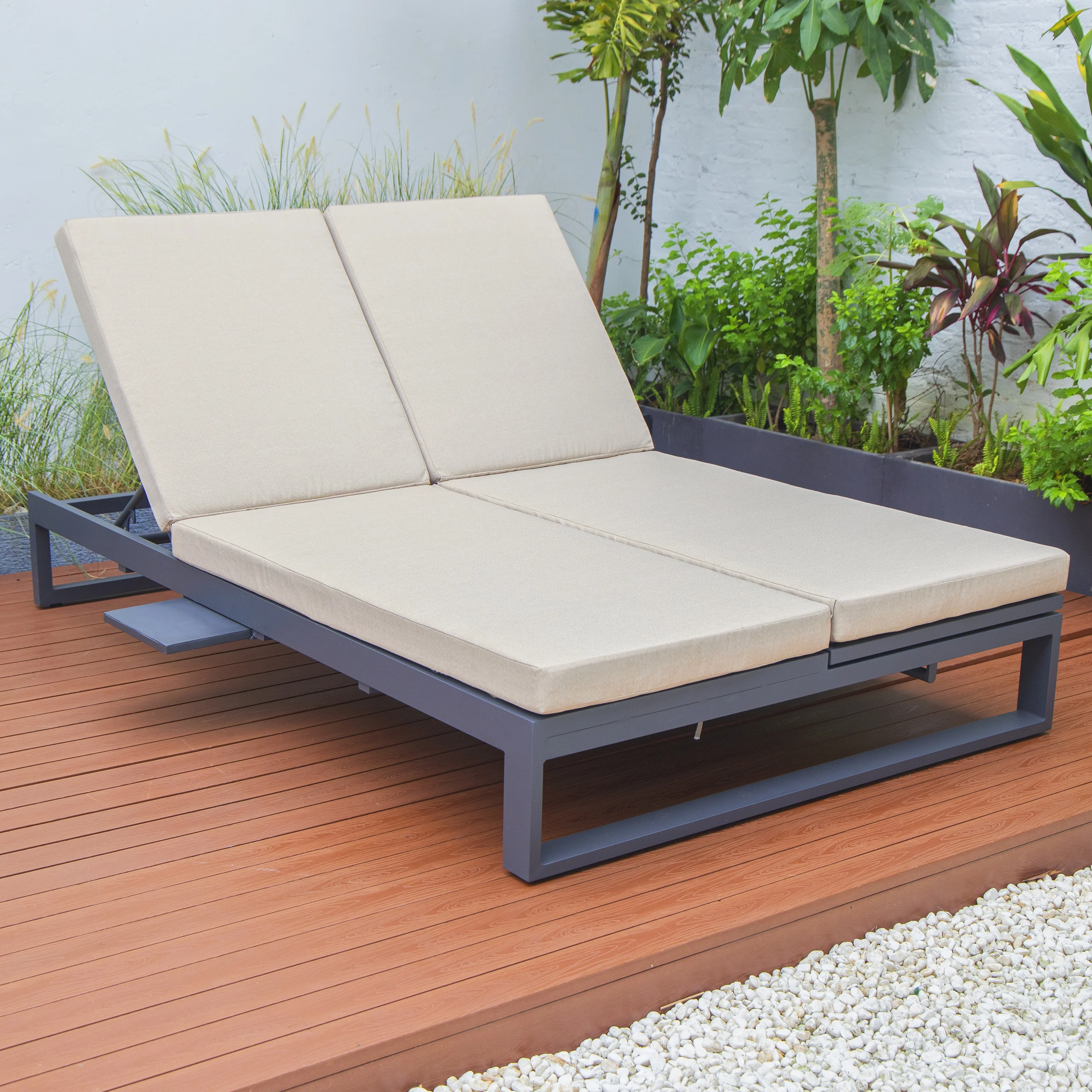 Chelsea Convertible Lounge Reclining Double Chaise With Cushions