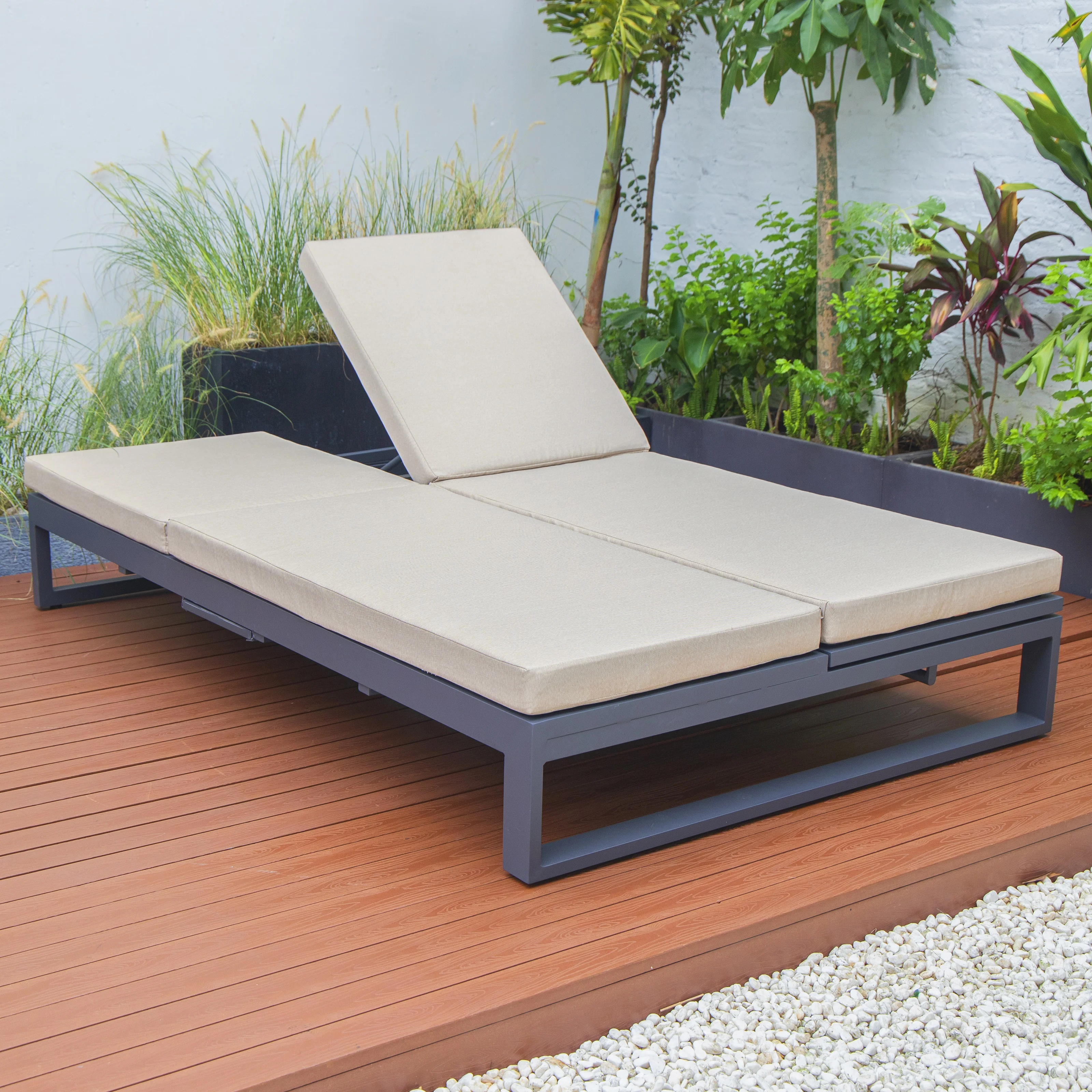 Chelsea Convertible Lounge Reclining Double Chaise With Cushions