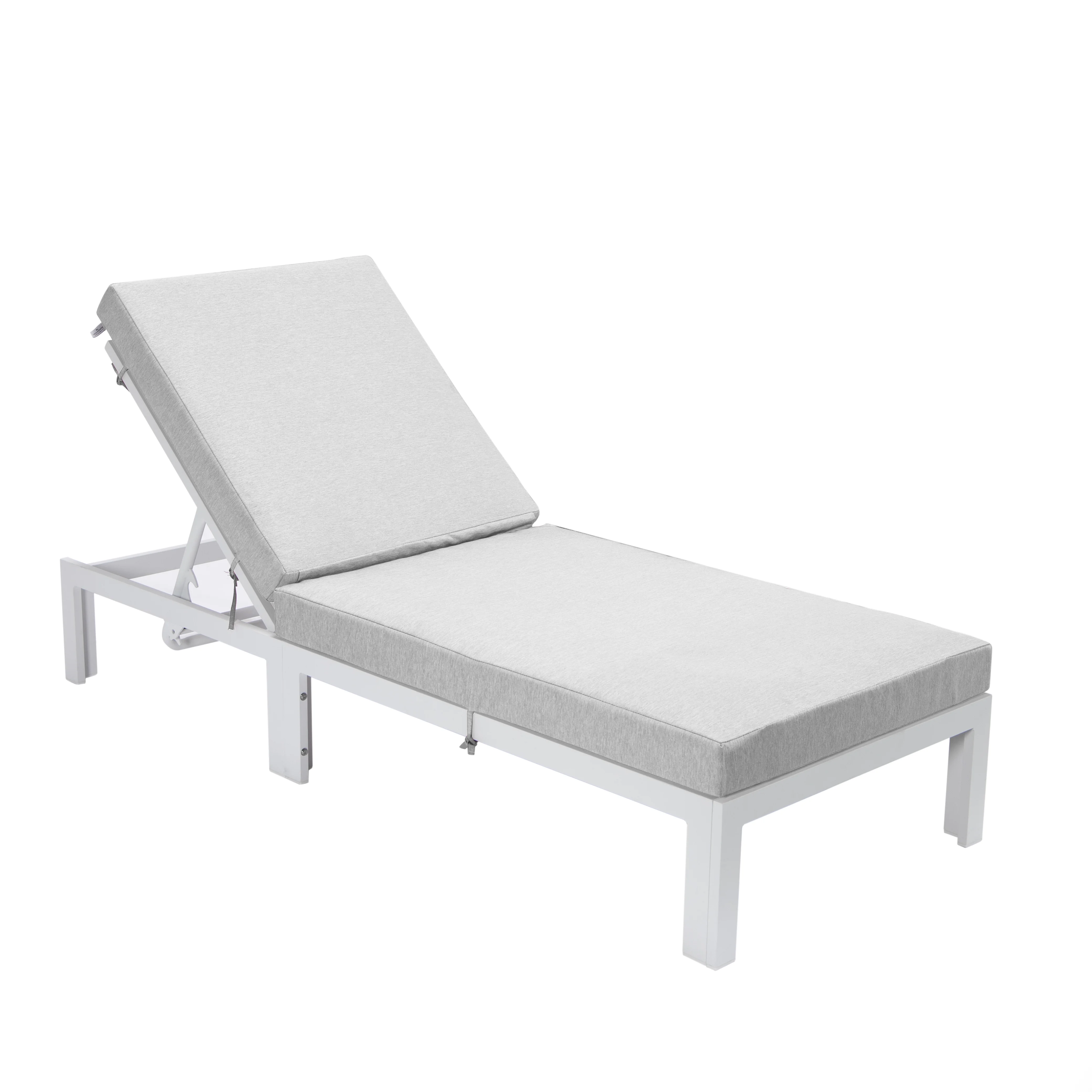 Chelsea Modern Outdoor White Chaise Lounge Chair With Cushions