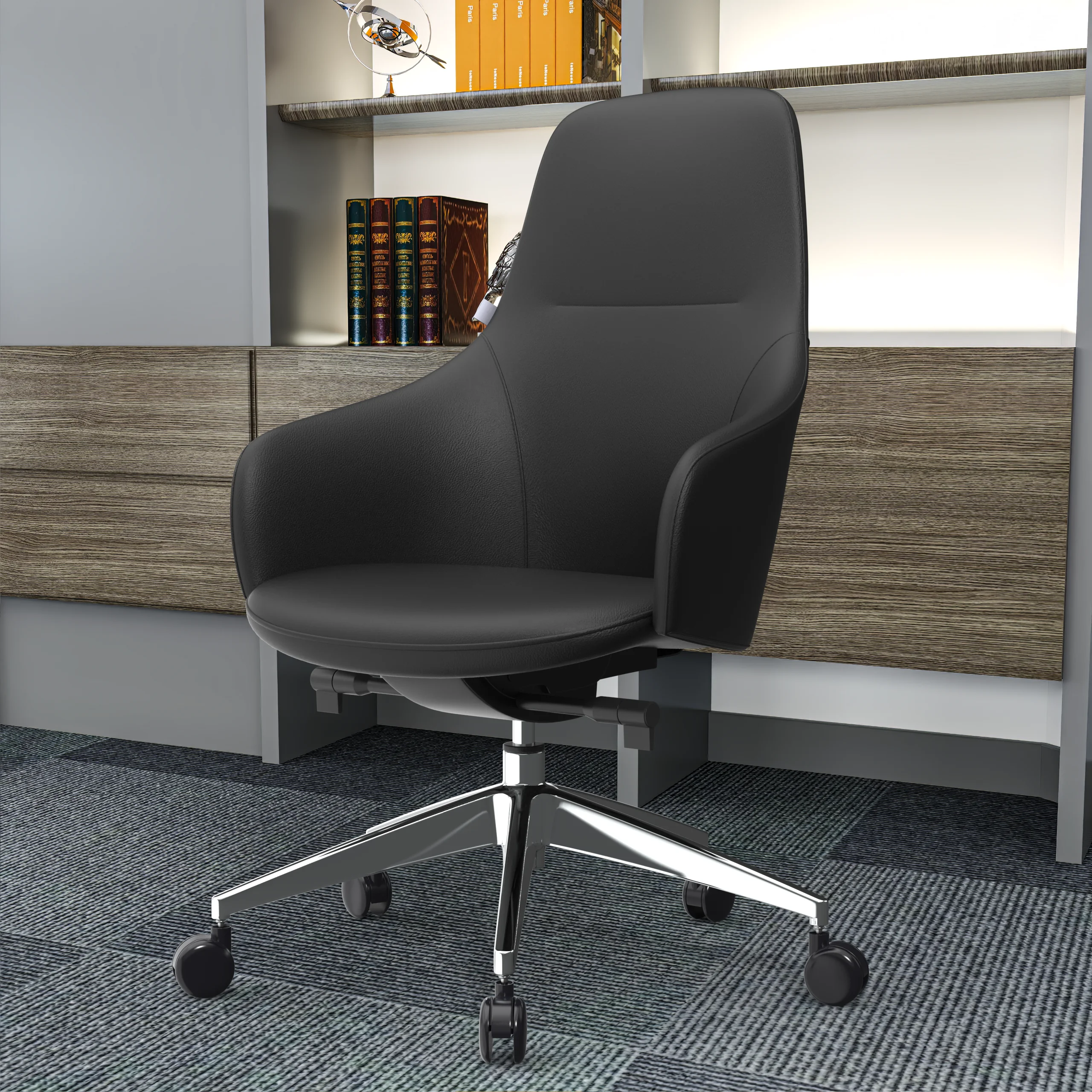 Celeste Series Office Chair in Black Leather