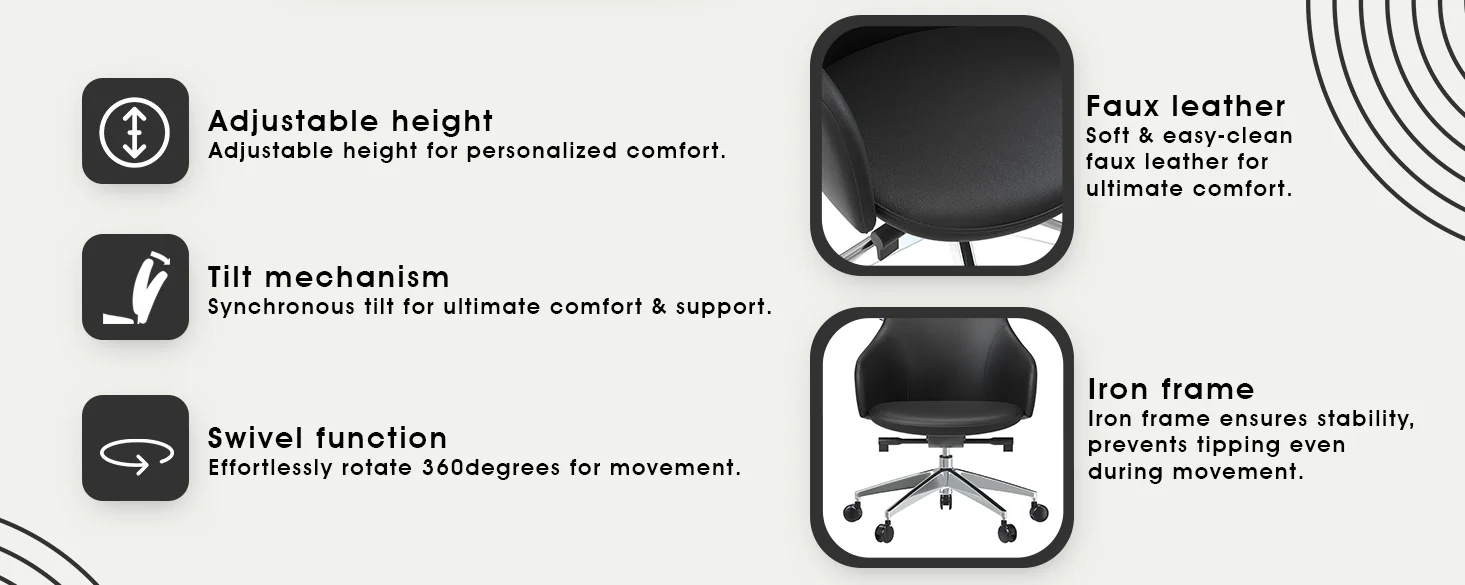 Celeste Series Office Chair in Black Leather