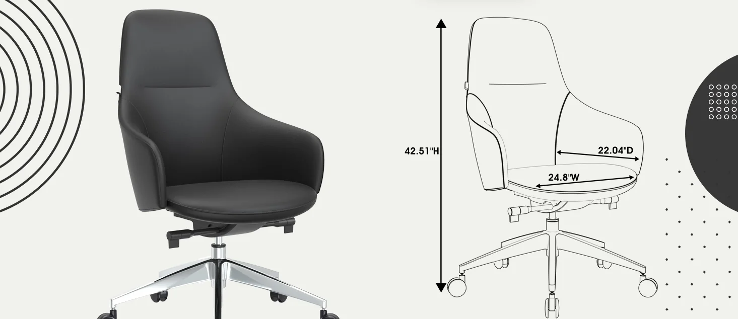 Celeste Series Office Chair in Black Leather