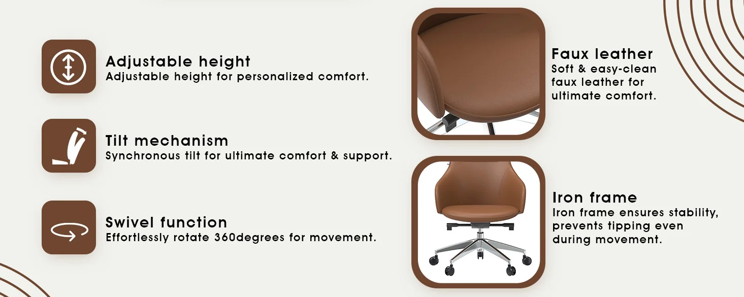 Celeste Series Office Chair in Dark Brown Leather