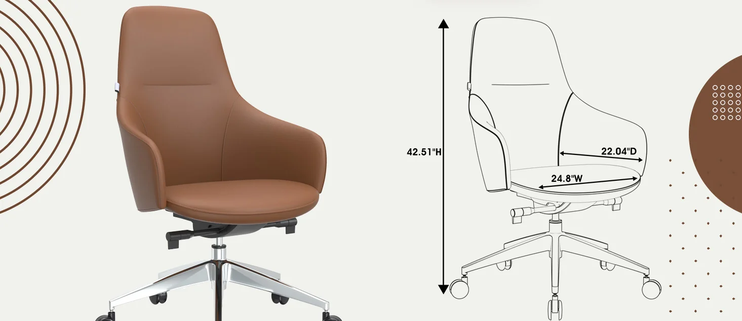 Celeste Series Office Chair in Dark Brown Leather