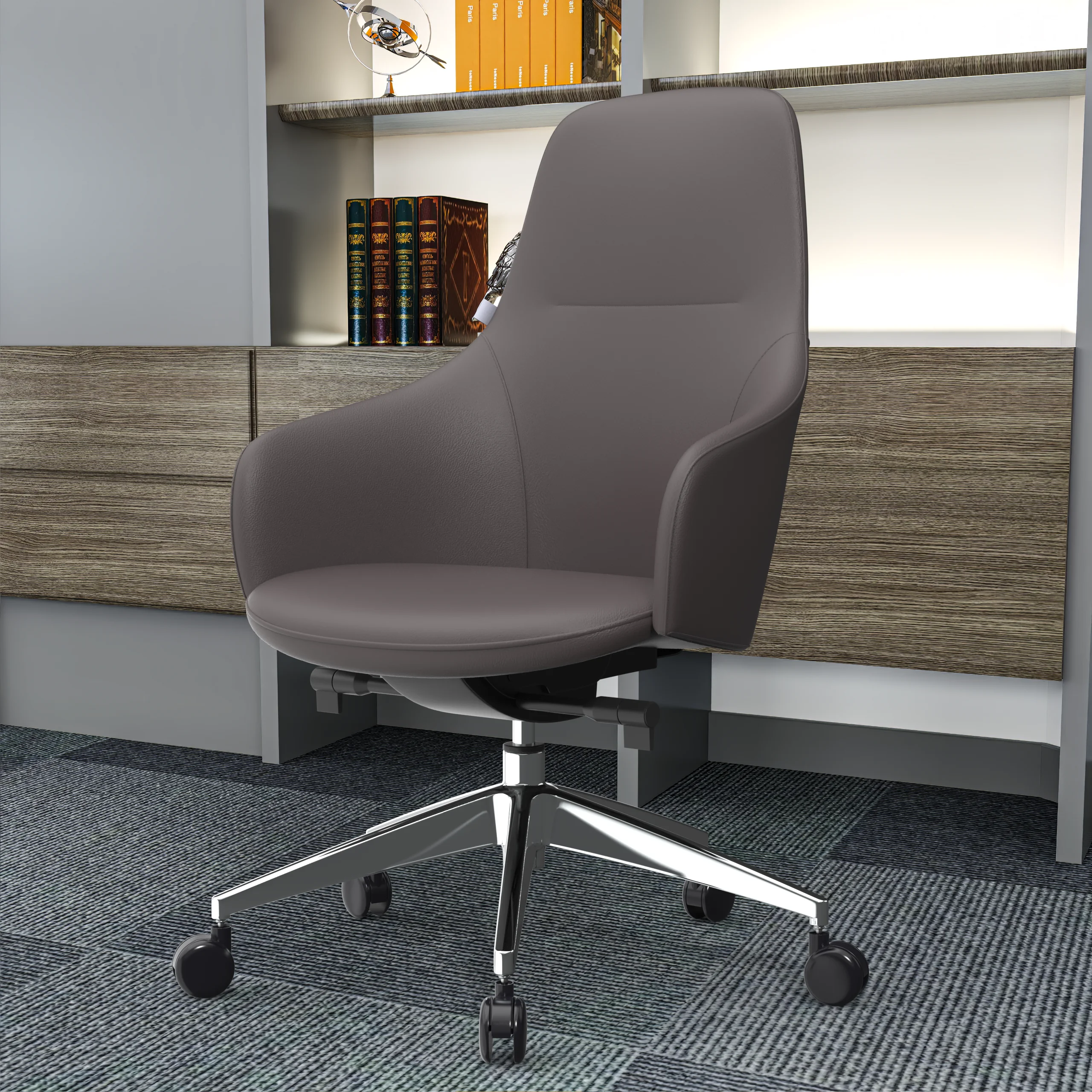 Celeste Series Office Chair in Grey Leather