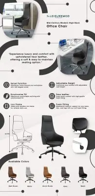 Celeste Series Tall Office Chair in Black Leather