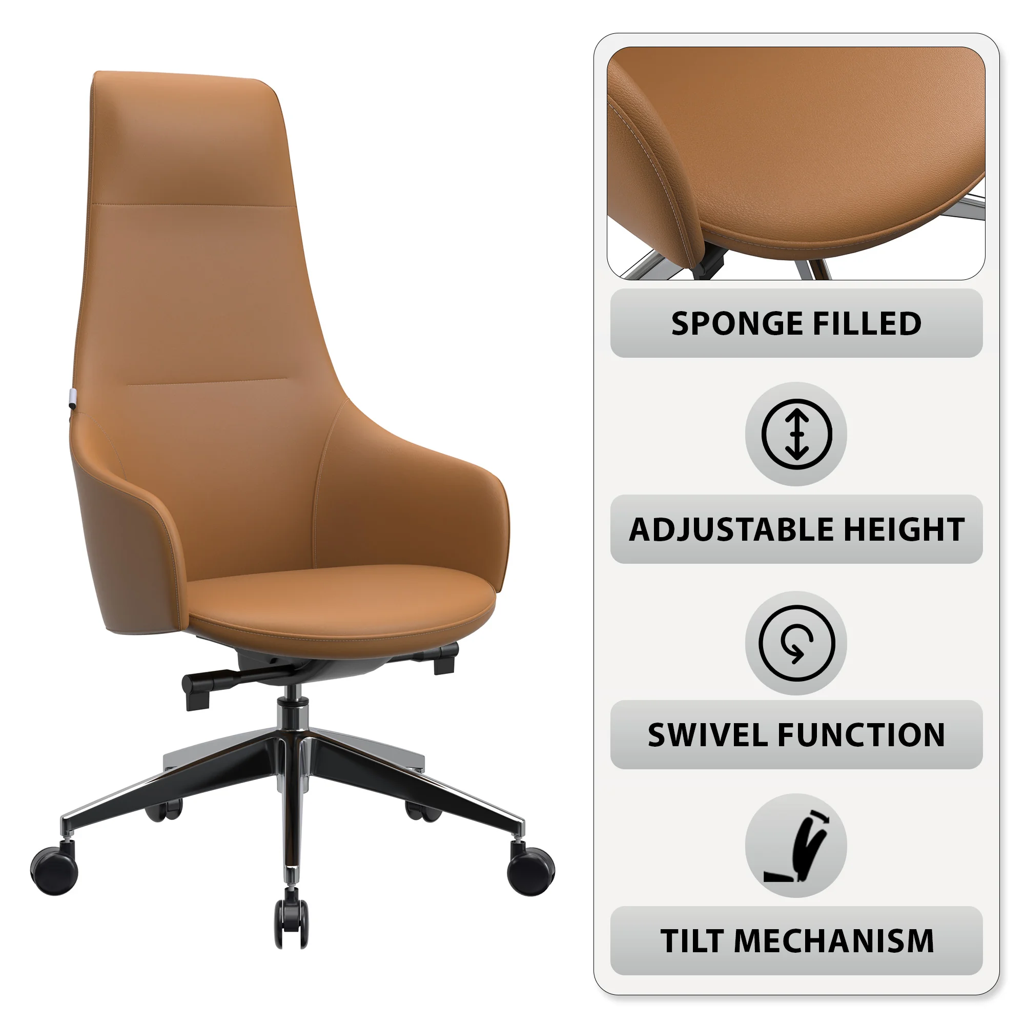 Celeste Series Office Tall Chair in Acorn Brown Leather