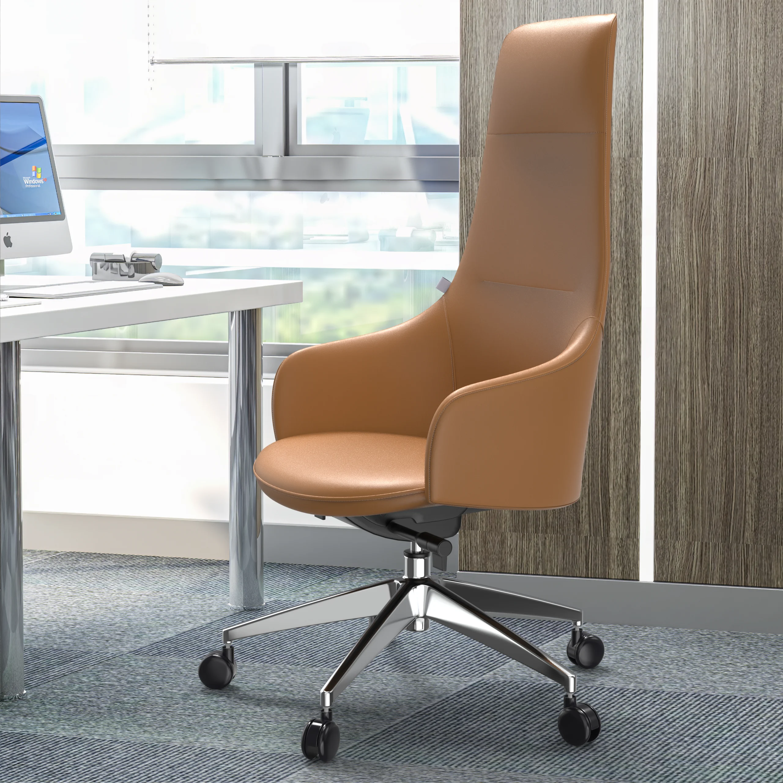 Celeste Series Office Tall Chair in Acorn Brown Leather