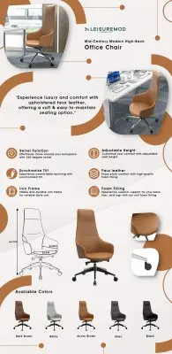 Celeste Series Office Tall Chair in Acorn Brown Leather