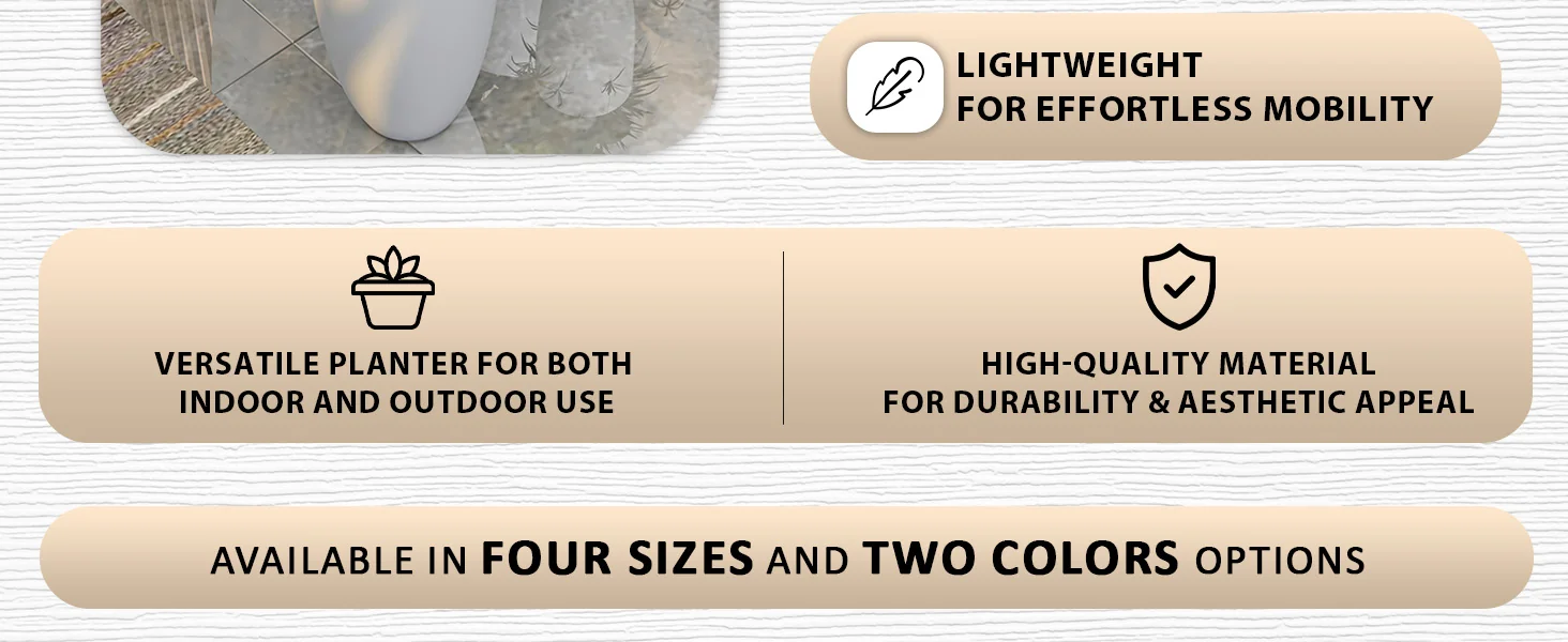 Crete Series Fiberstone Planter Set in Aged Concrete