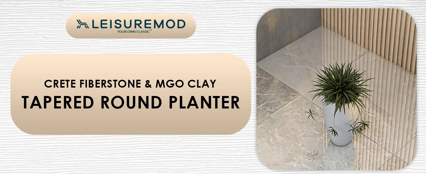 Crete Series Poly Stone Planter in Aged Concrete 9.5 Dia, 15.7 High
