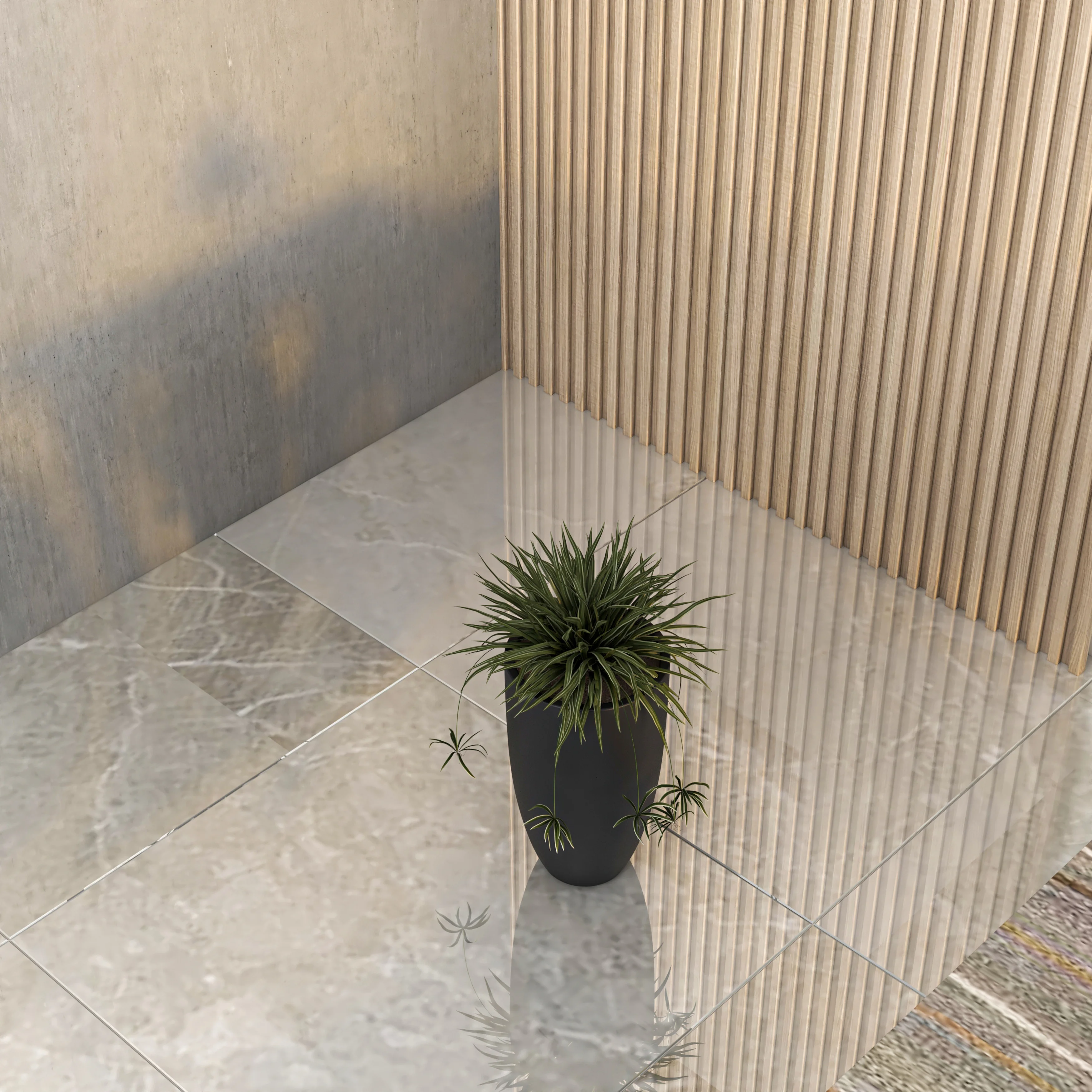 Crete Series Poly Stone Planter in Black 9.5 Dia, 15.7 High