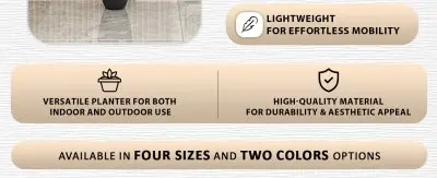 Crete Series Poly Stone Planter in Black 9.5 Dia, 15.7 High