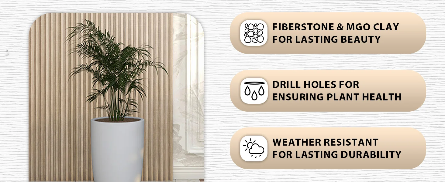 Crete Series Poly Stone Planter in Aged Concrete 13.4 Dia, 23.6 High