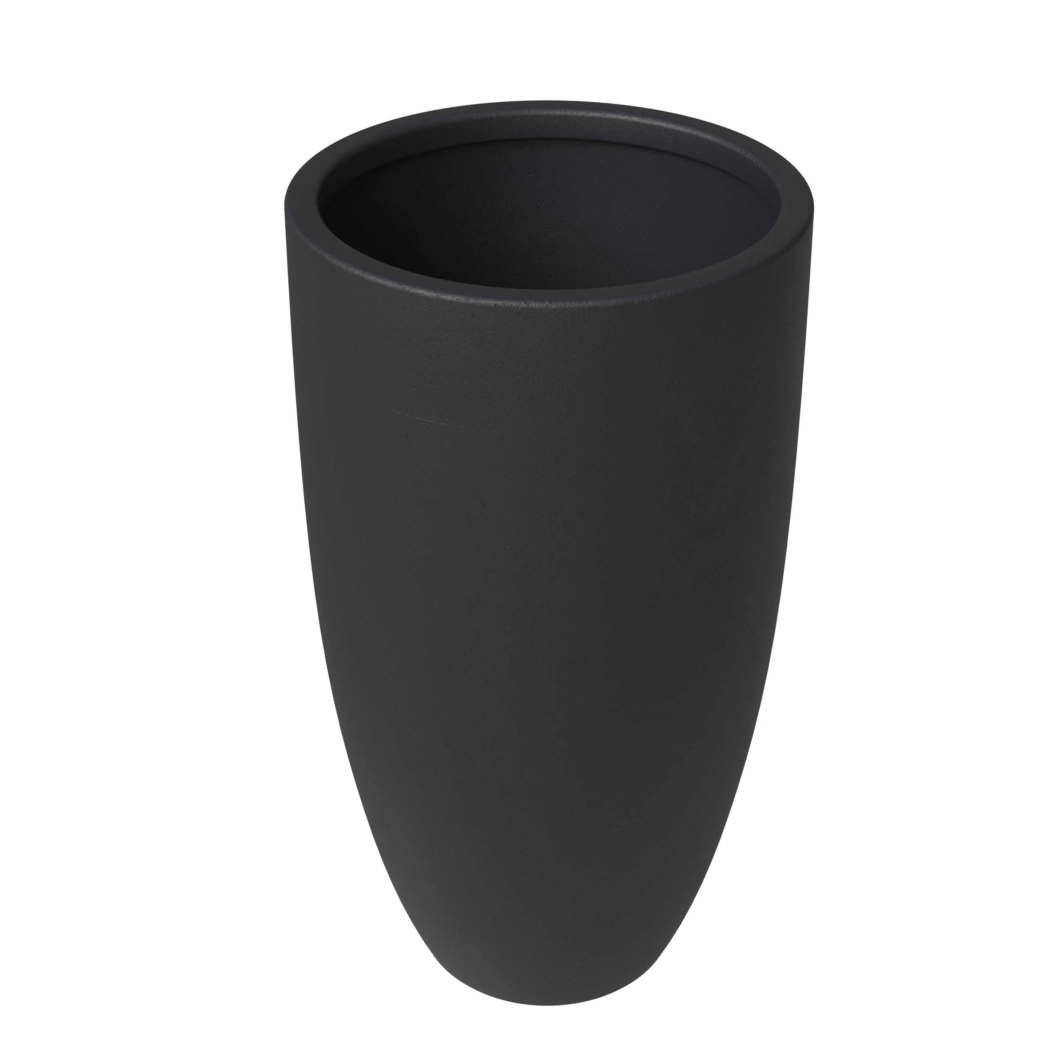 Crete Series Poly Stone Planter in Black 13.4 Dia, 23.6 High