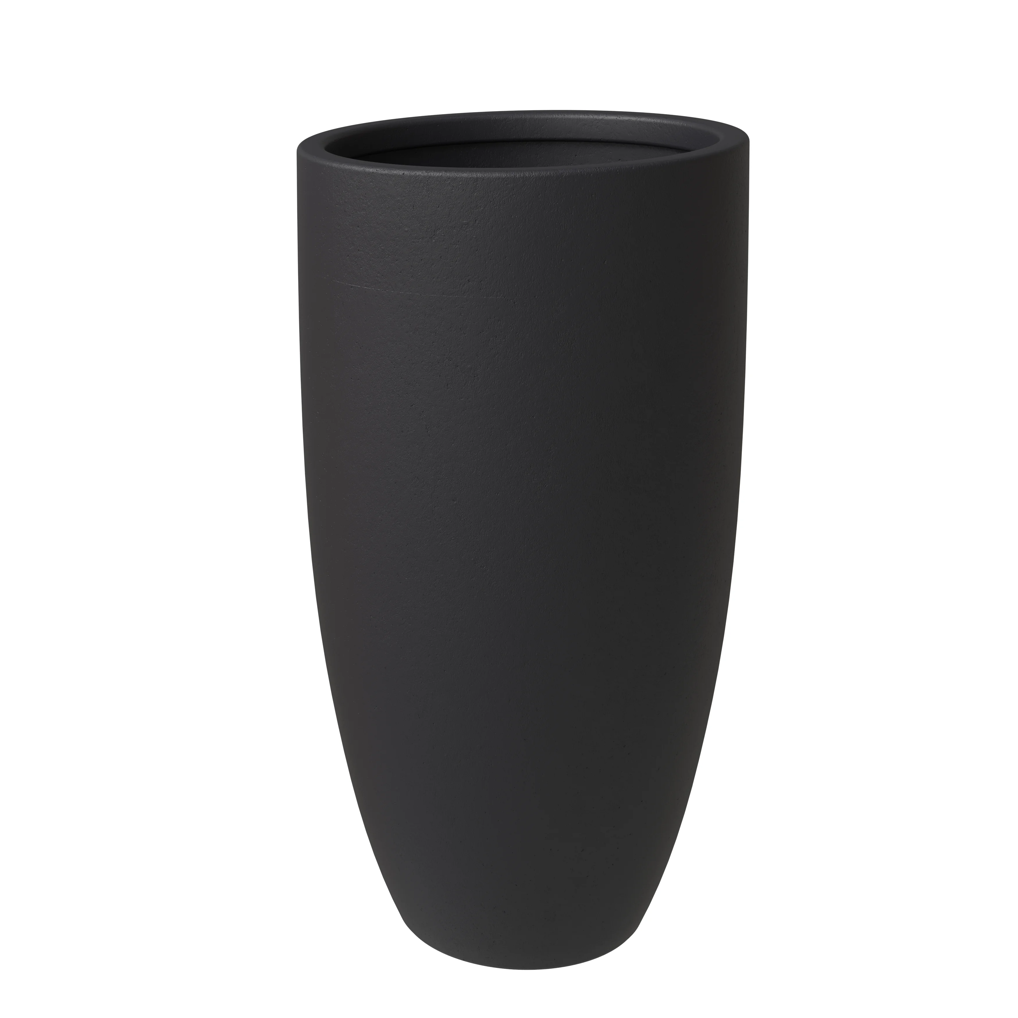 Crete Series Poly Stone Planter in Black 13.4 Dia, 23.6 High