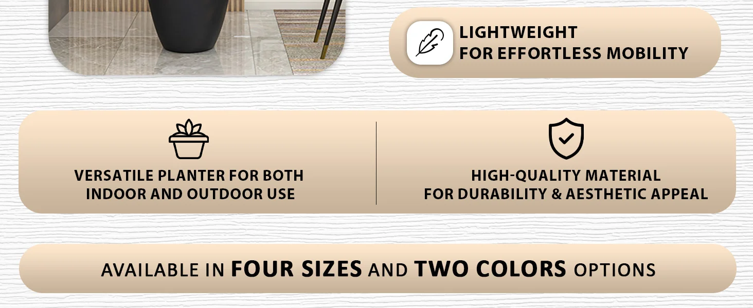 Crete Series Poly Stone Planter in Black 21.3 Dia, 39.4 High