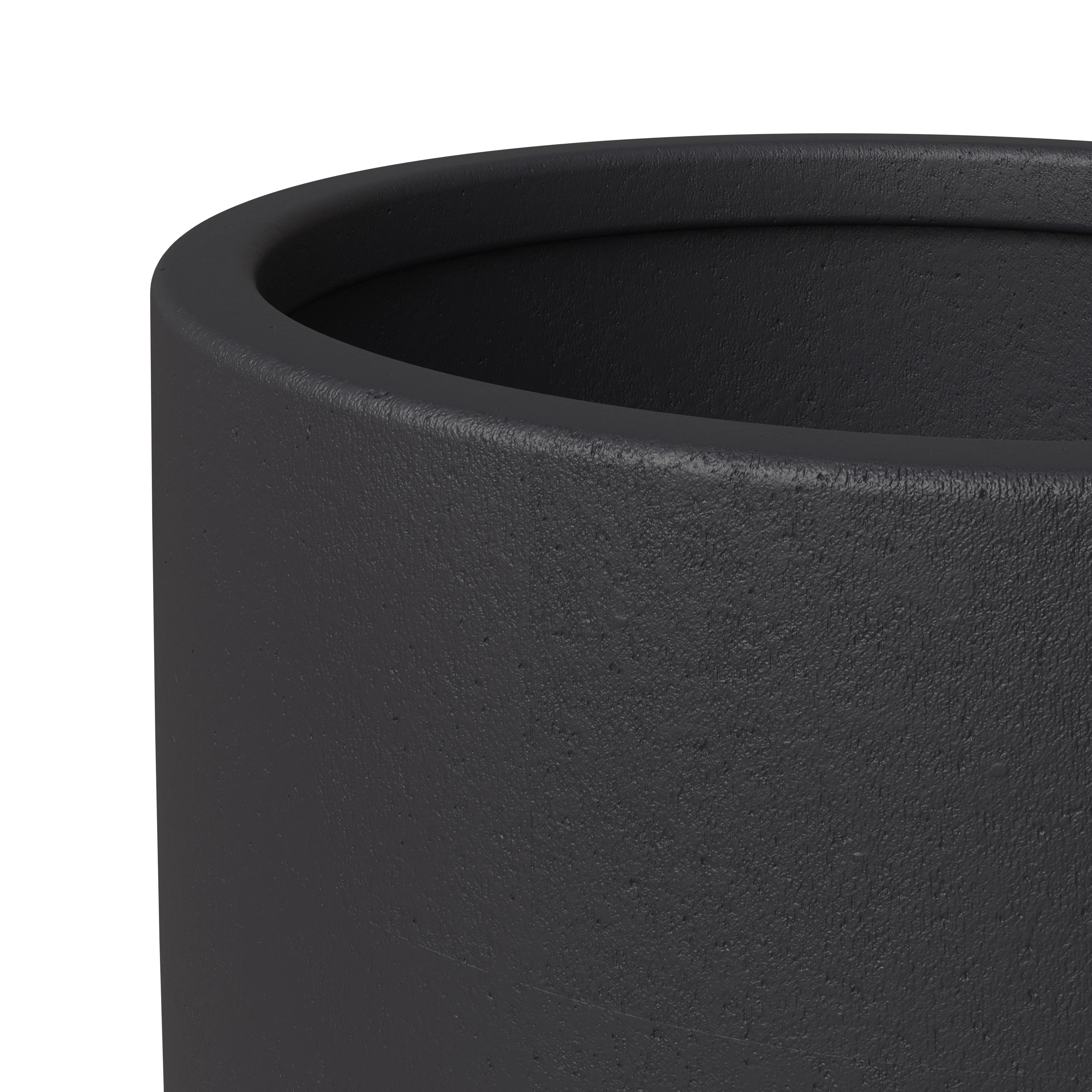 Crete Series Poly Stone Planter in Black 21.3 Dia, 39.4 High