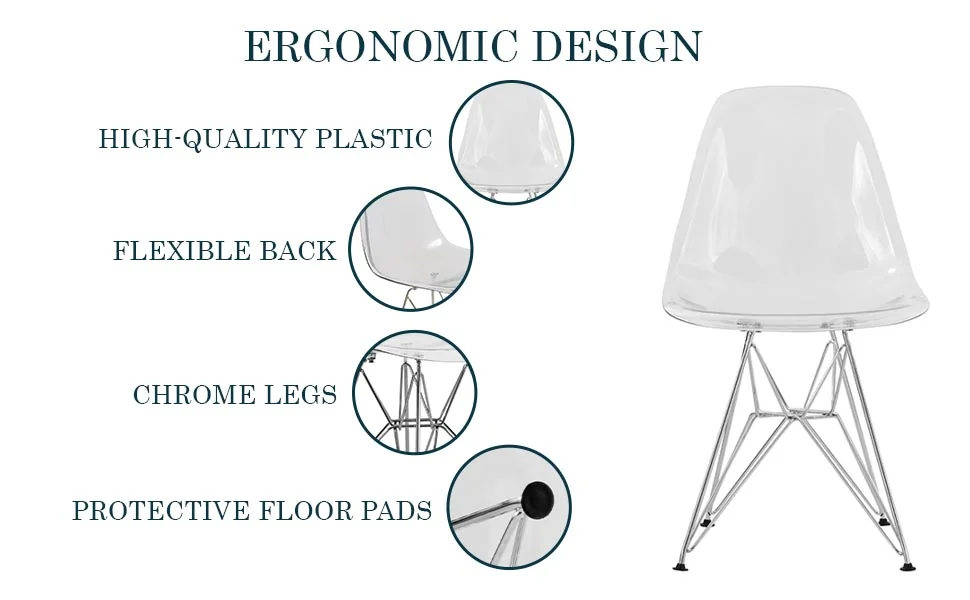 Cresco Molded Eiffel Side Chair, Set of 2