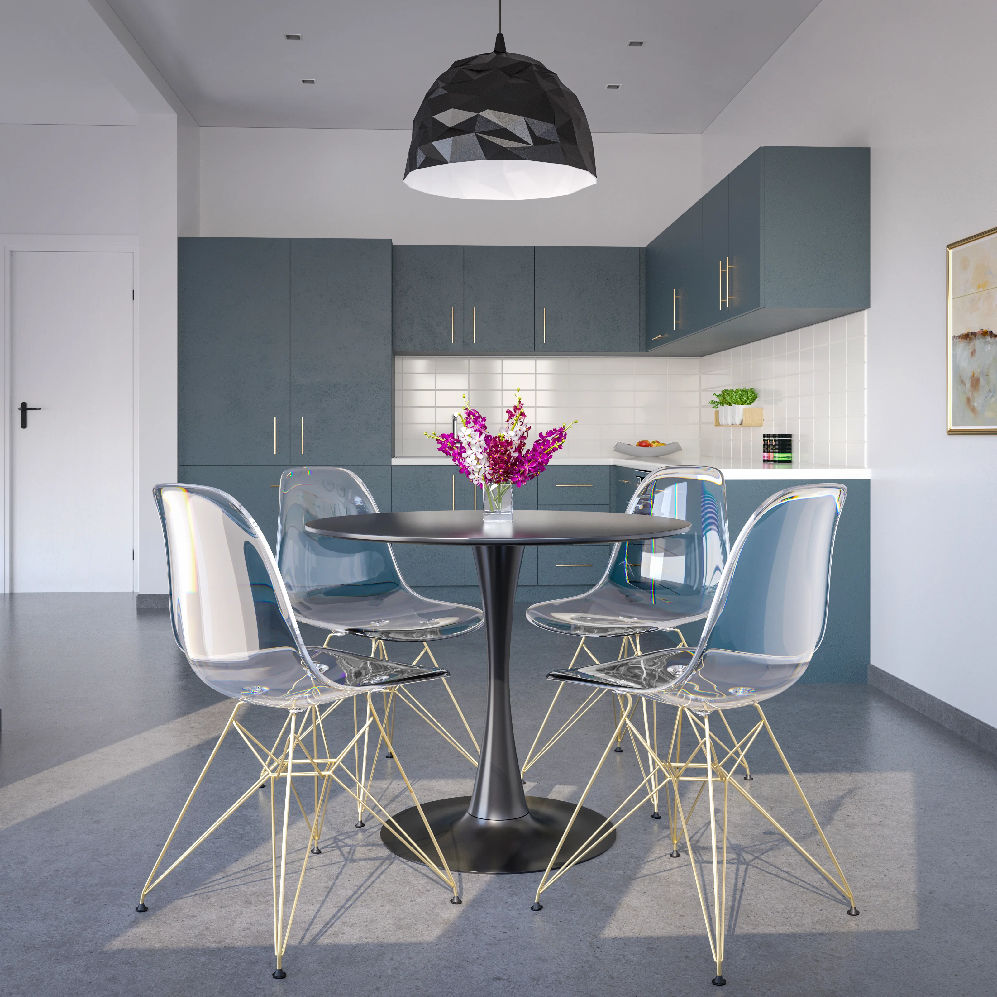 Cresco Molded Eiffel Side Chair with Gold Base