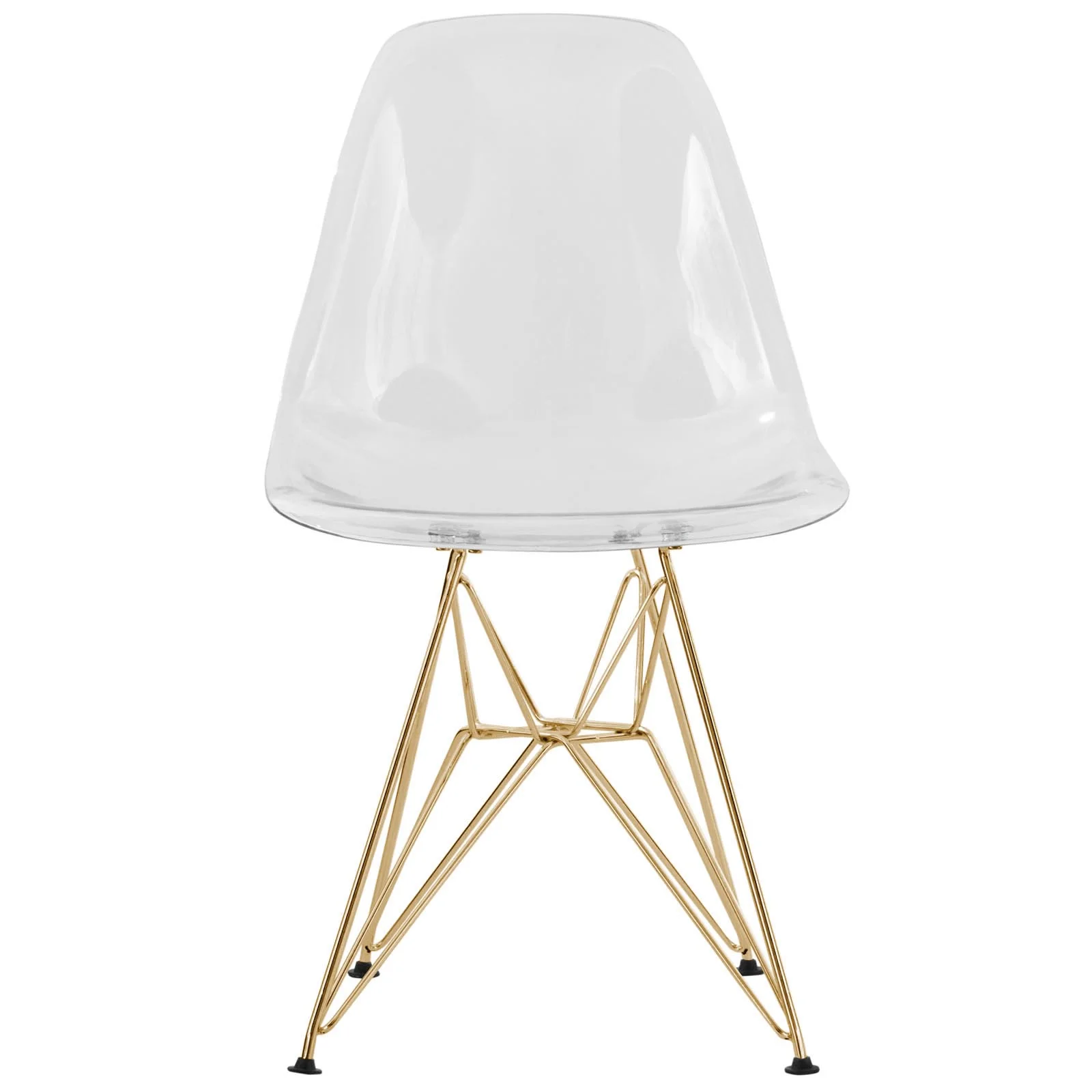 Cresco Molded Eiffel Side Chair with Gold Base, Set of 2