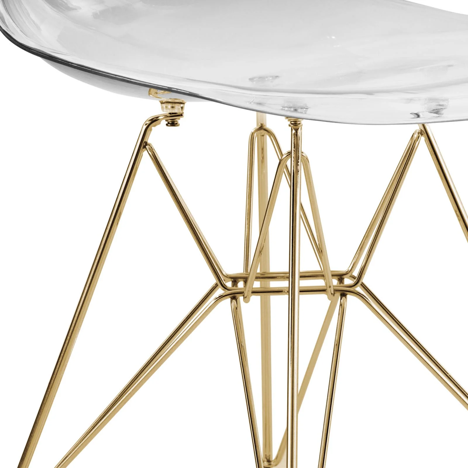 Cresco Molded Eiffel Side Chair with Gold Base, Set of 2