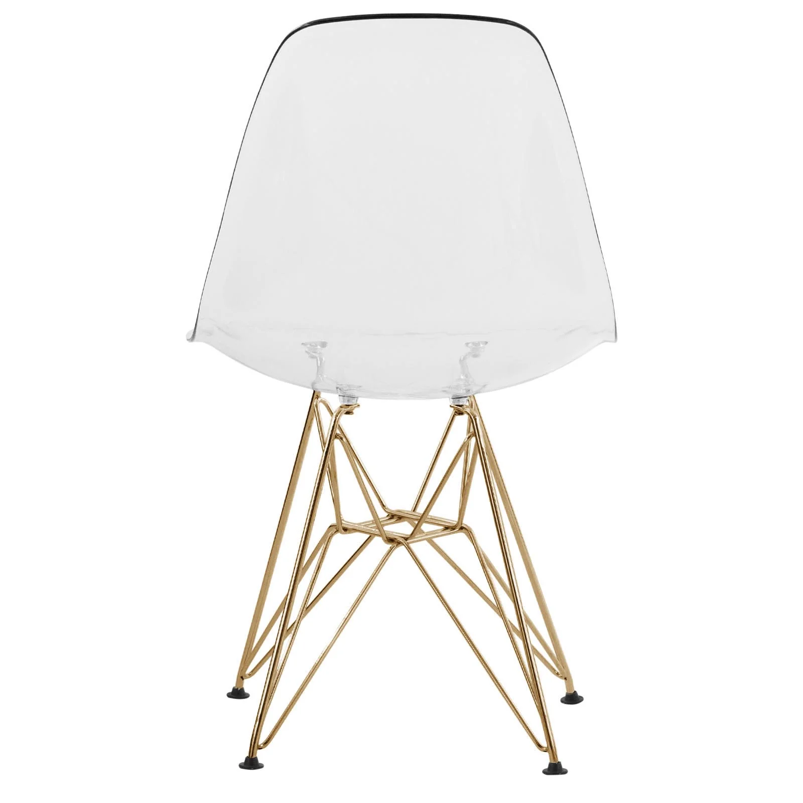 Cresco Molded Eiffel Side Chair with Gold Base, Set of 2