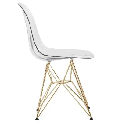 Cresco Molded Eiffel Side Chair with Gold Base, Set of 2