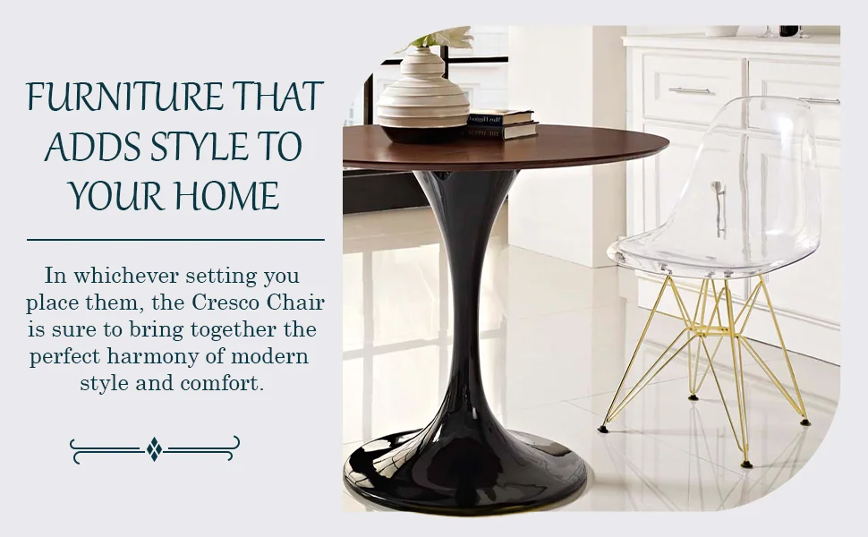 Cresco Molded Eiffel Side Chair with Gold Base, Set of 4