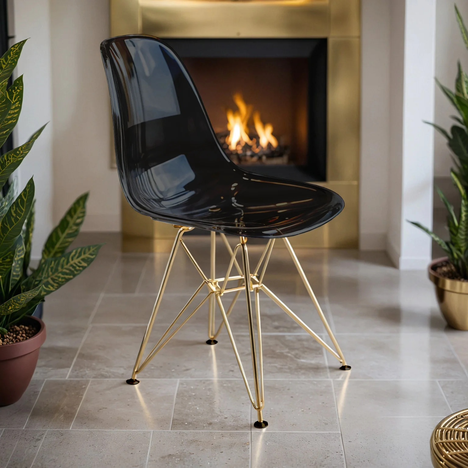 Cresco Molded Eiffel Side Chair with Gold Base