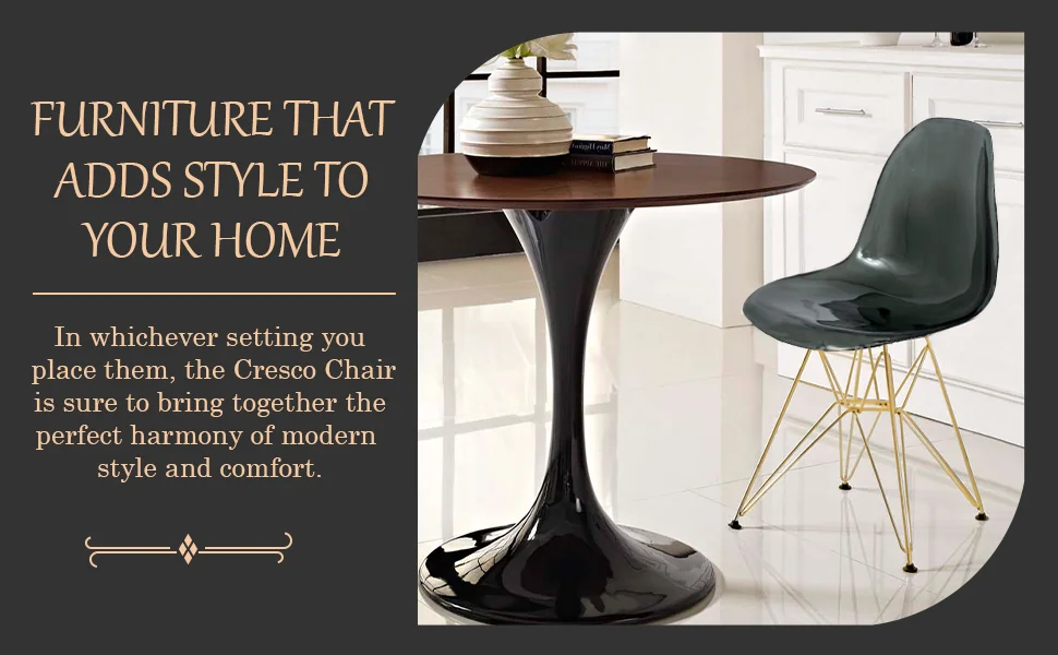 Cresco Molded Eiffel Side Chair with Gold Base, Set of 4