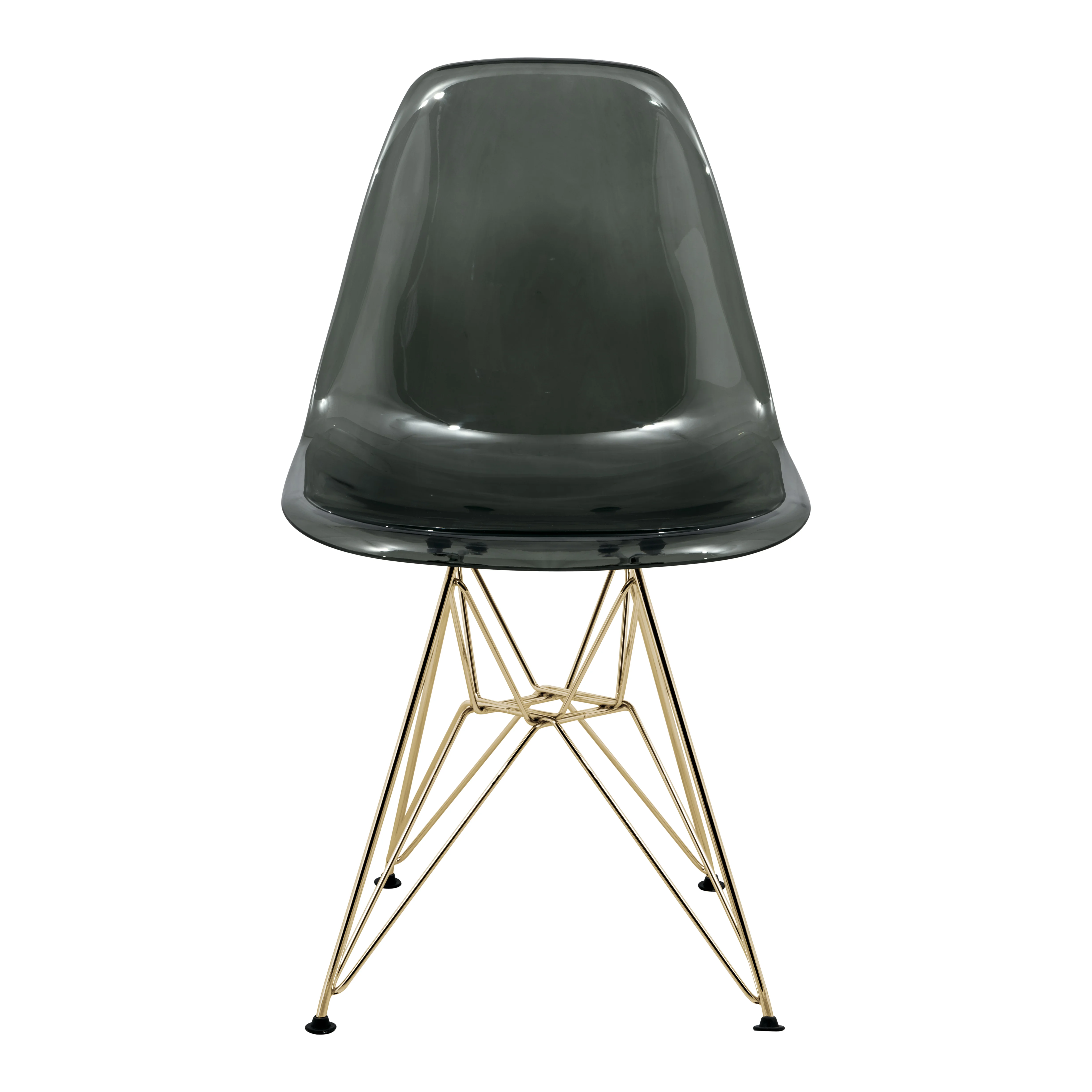 Cresco Molded Eiffel Side Chair with Gold Base, Set of 4