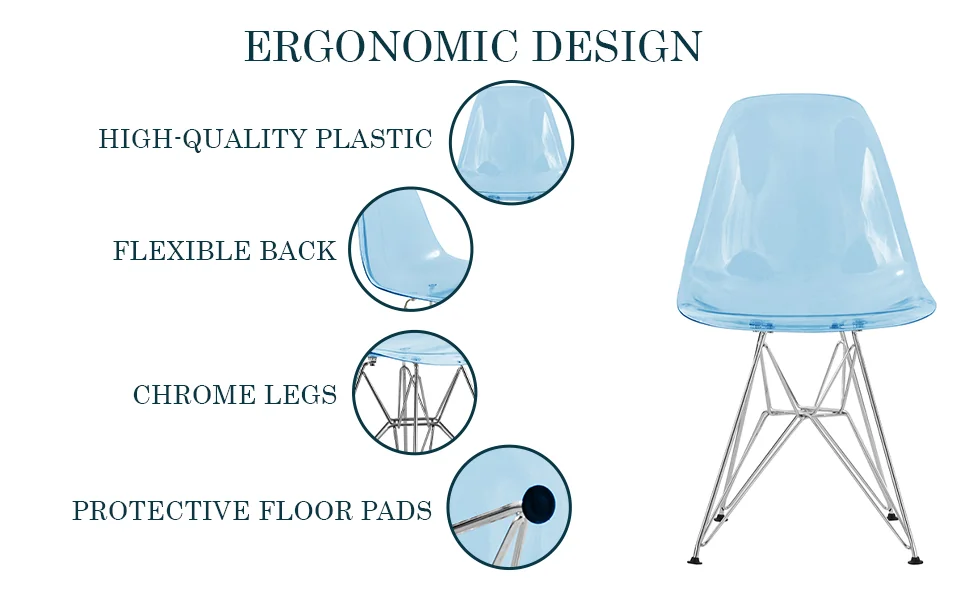 Cresco Molded Eiffel Side Chair, Set of 4