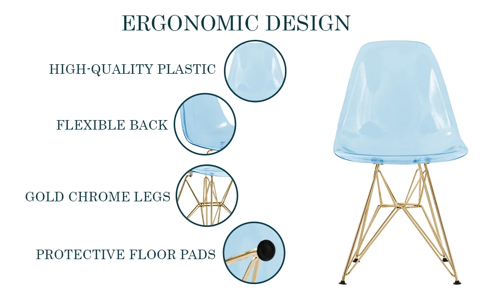 Cresco Molded Eiffel Side Chair with Gold Base