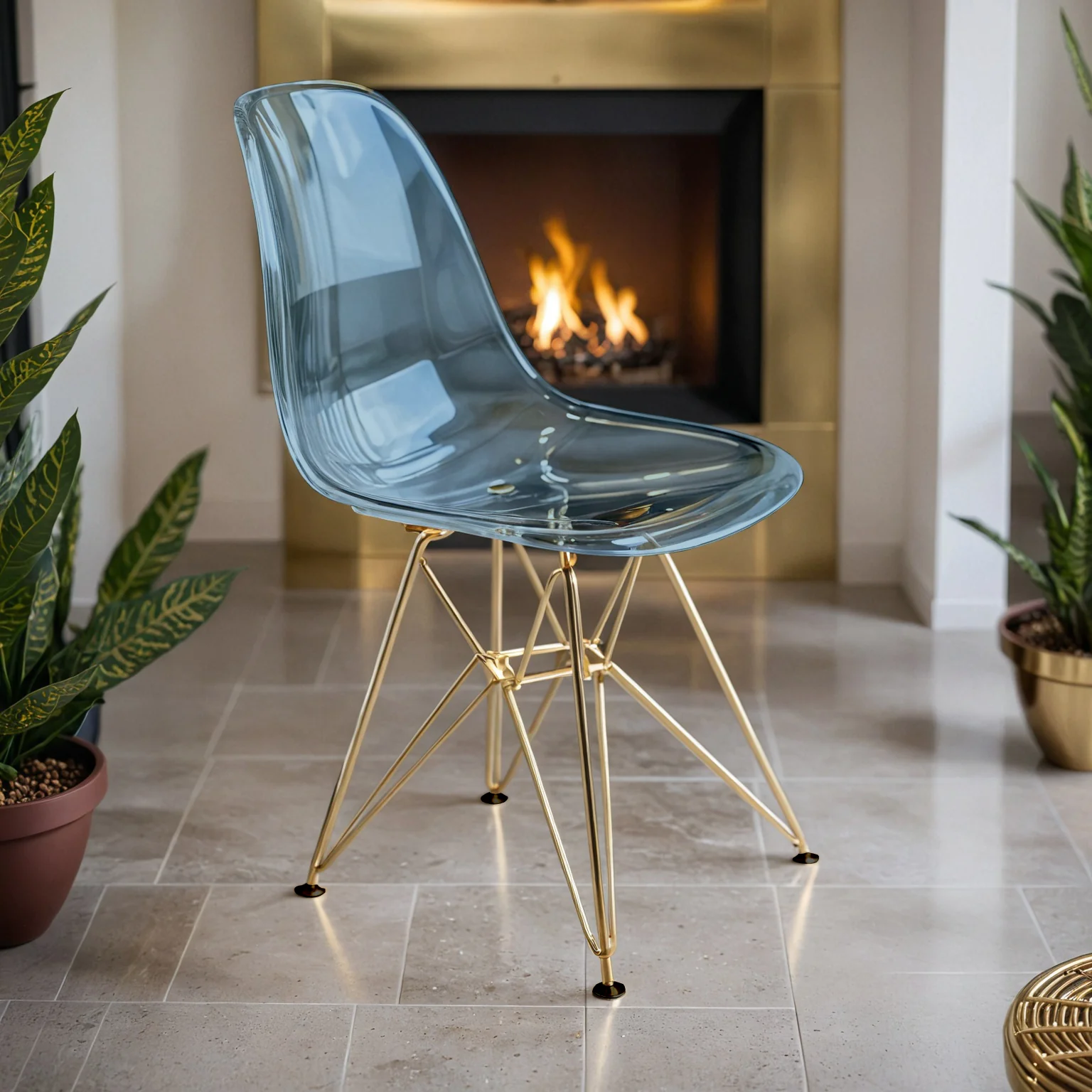 Cresco Molded Eiffel Side Chair with Gold Base