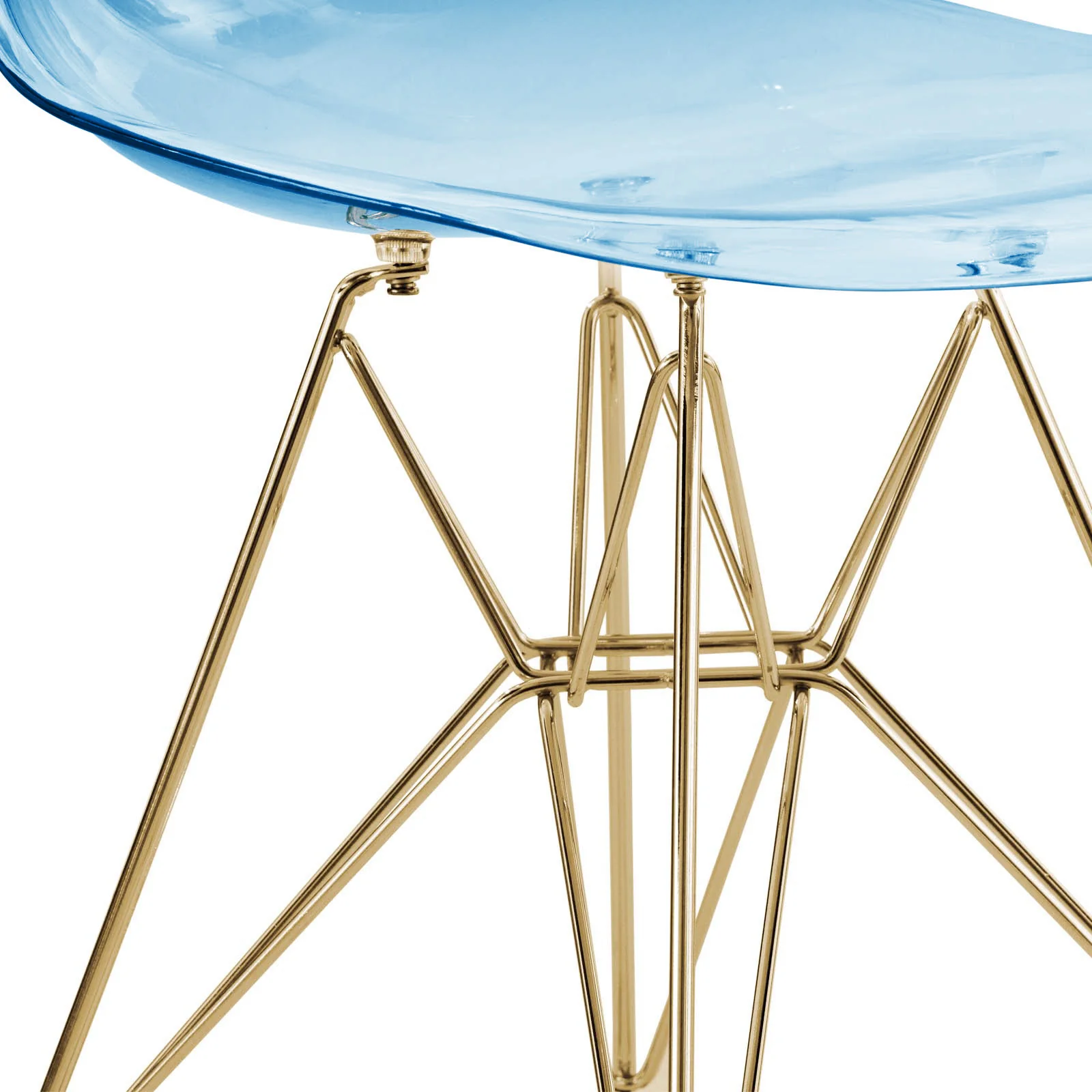 Cresco Molded Eiffel Side Chair with Gold Base, Set of 4