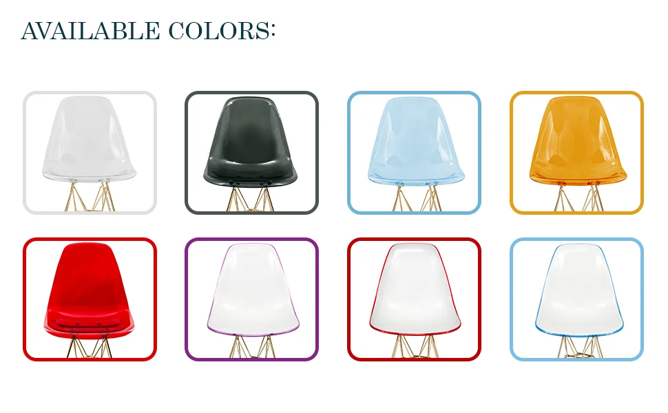 Cresco Molded Eiffel Side Chair with Gold Base, Set of 2