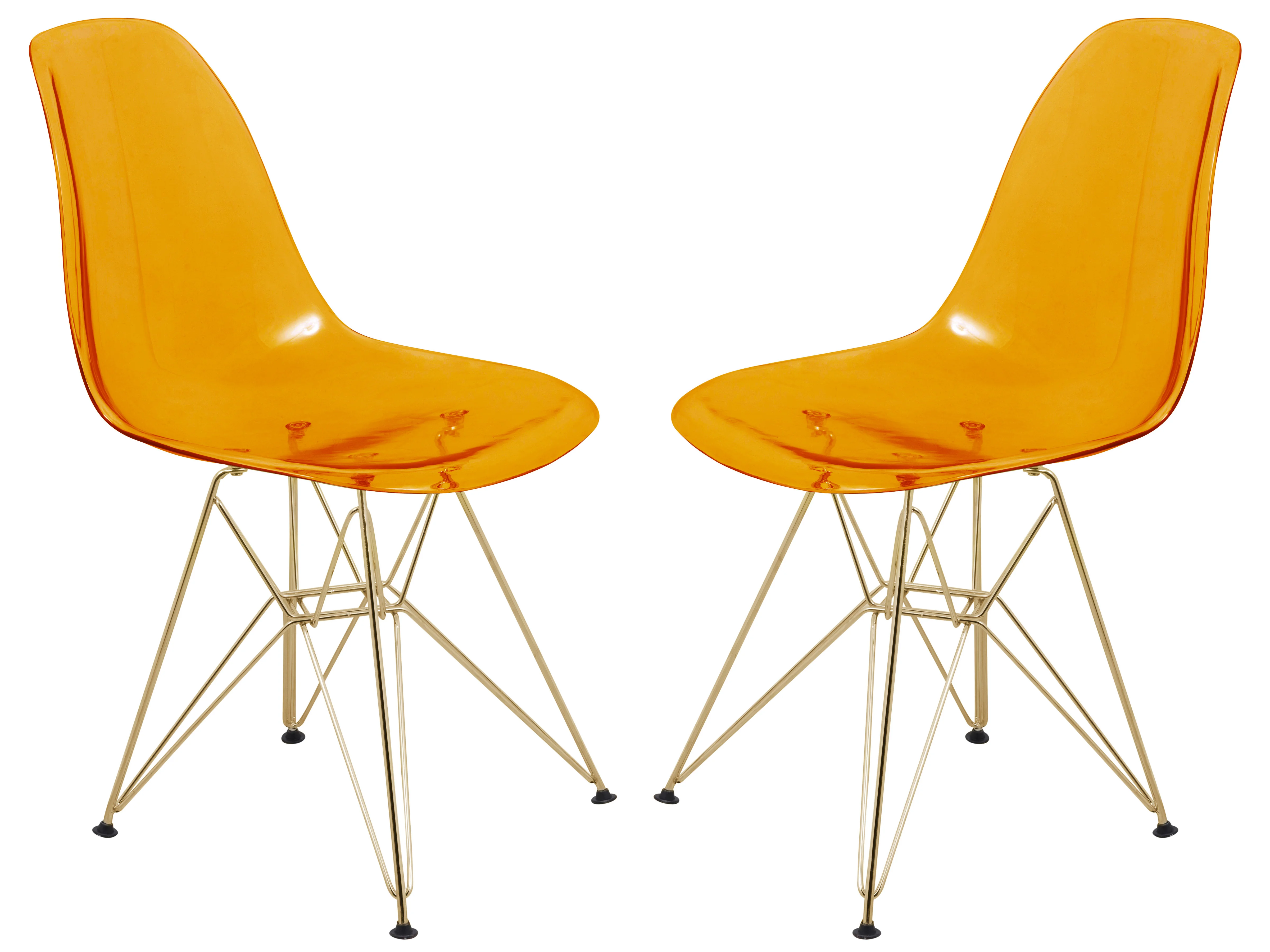Cresco Molded Eiffel Side Chair with Gold Base, Set of 2