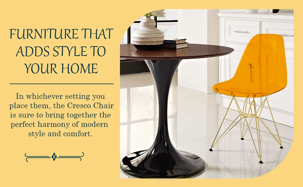 Cresco Molded Eiffel Side Chair with Gold Base, Set of 4