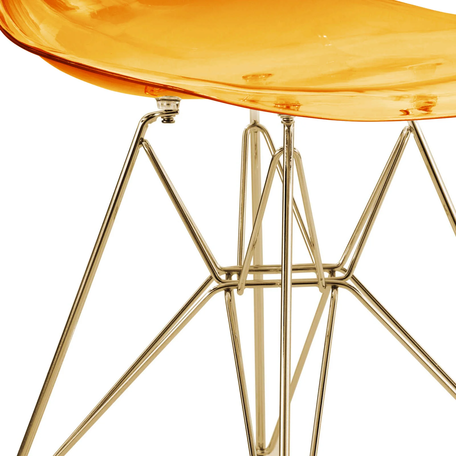 Cresco Molded Eiffel Side Chair with Gold Base, Set of 4