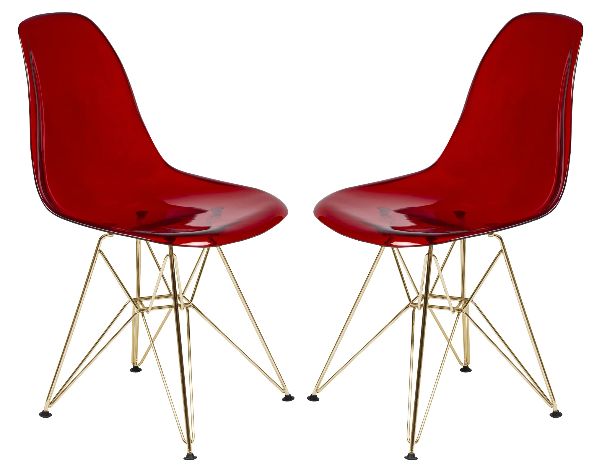 Cresco Molded Eiffel Side Chair with Gold Base, Set of 2