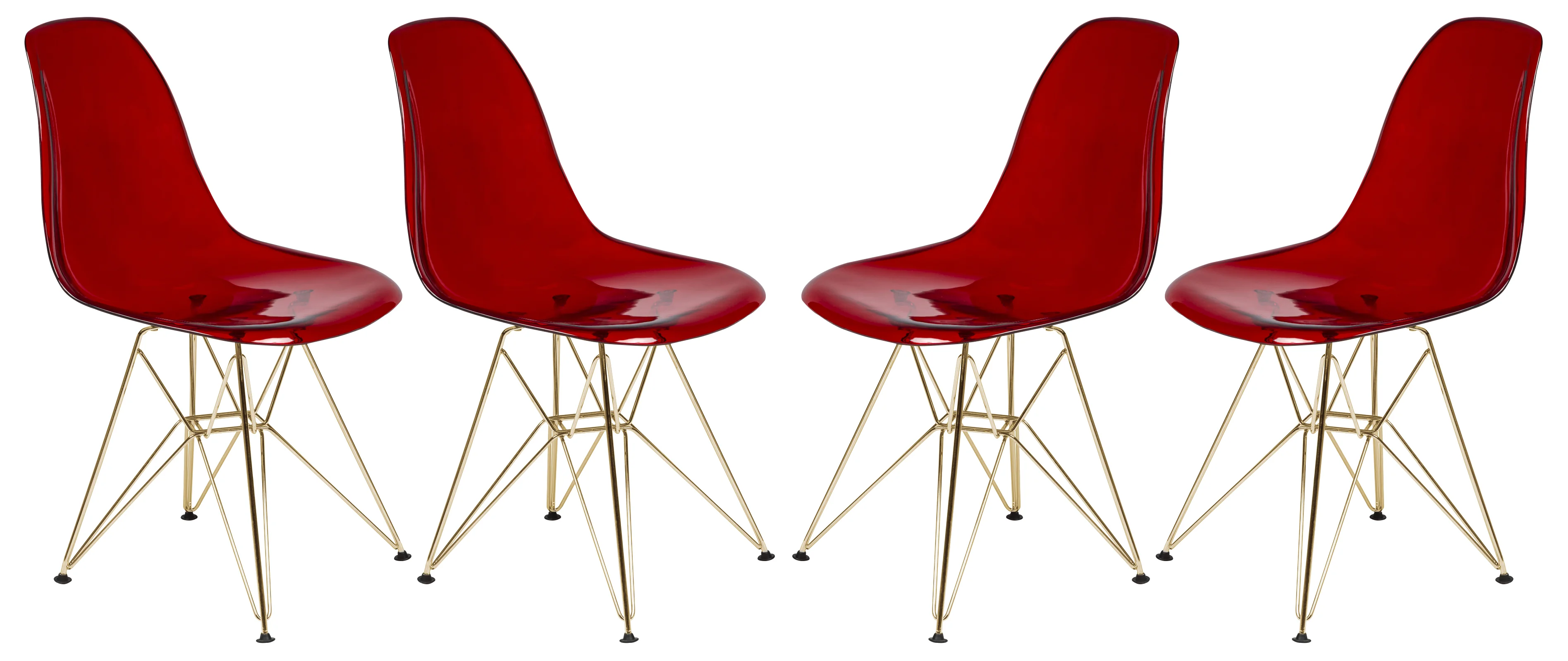 Cresco Molded Eiffel Side Chair with Gold Base, Set of 4