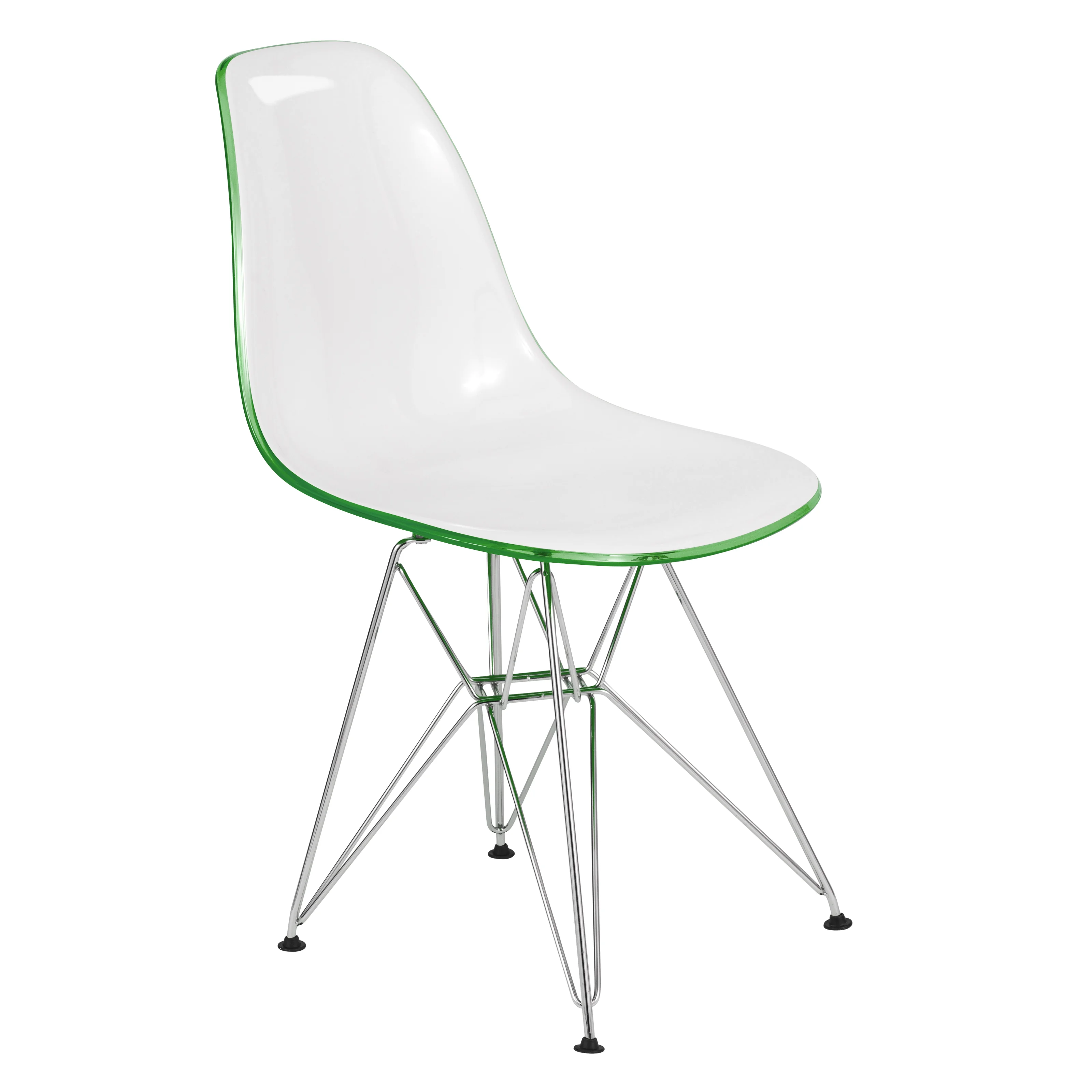 Cresco Molded 2-Tone Eiffel Side Chair in White Green