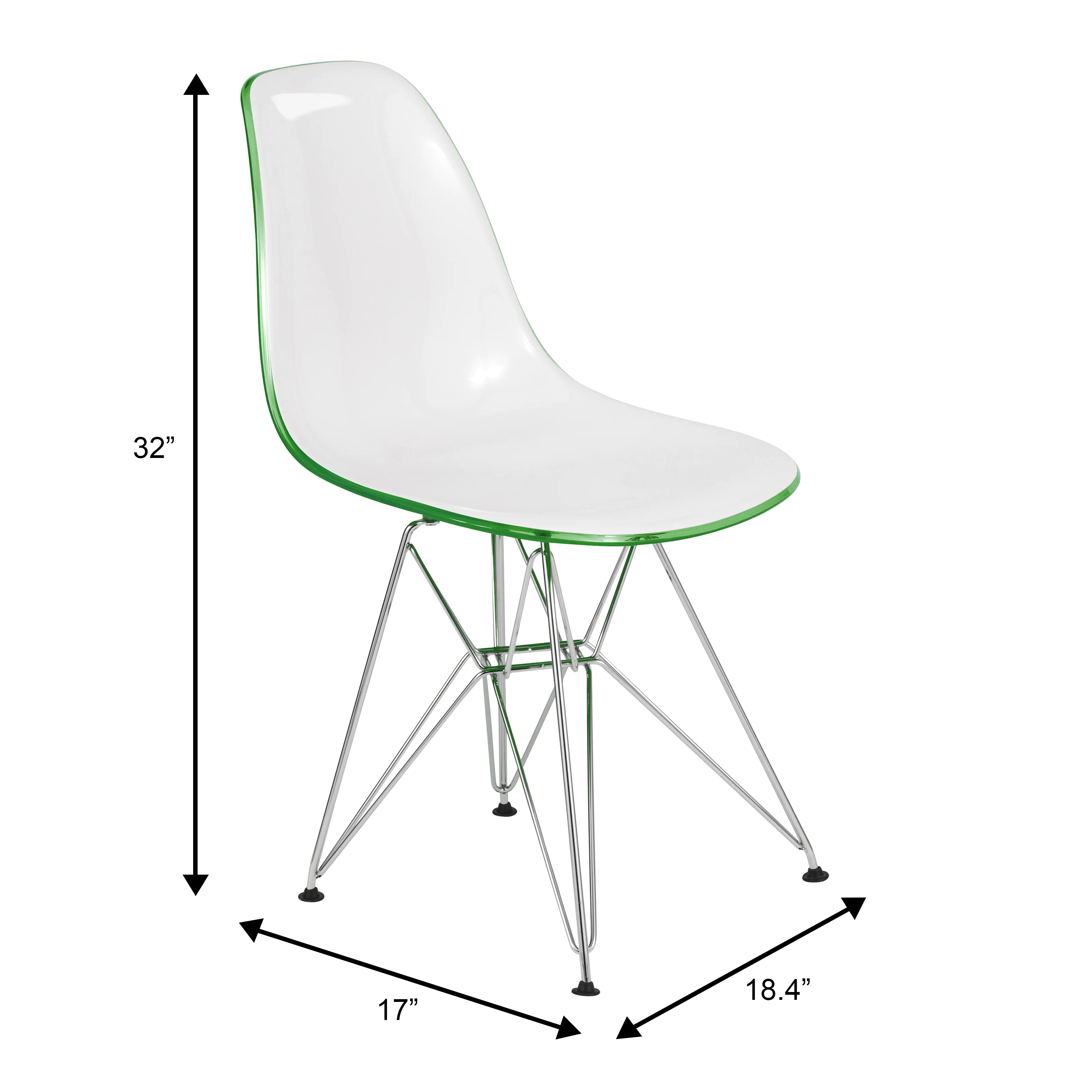 Cresco Molded 2-Tone Eiffel Side Chair in White Green