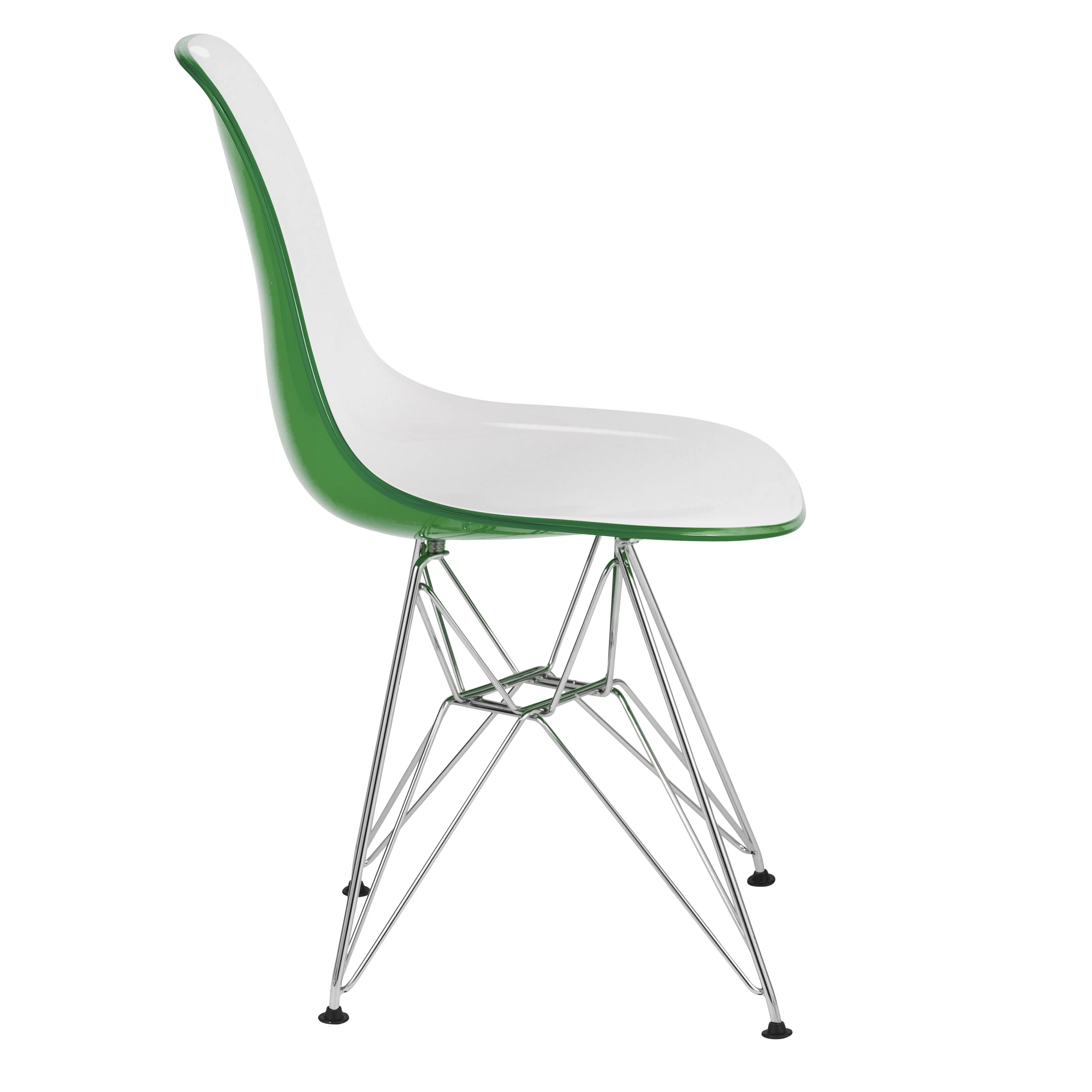 Cresco Molded 2-Tone Eiffel Side Chair in White Green Set of 2