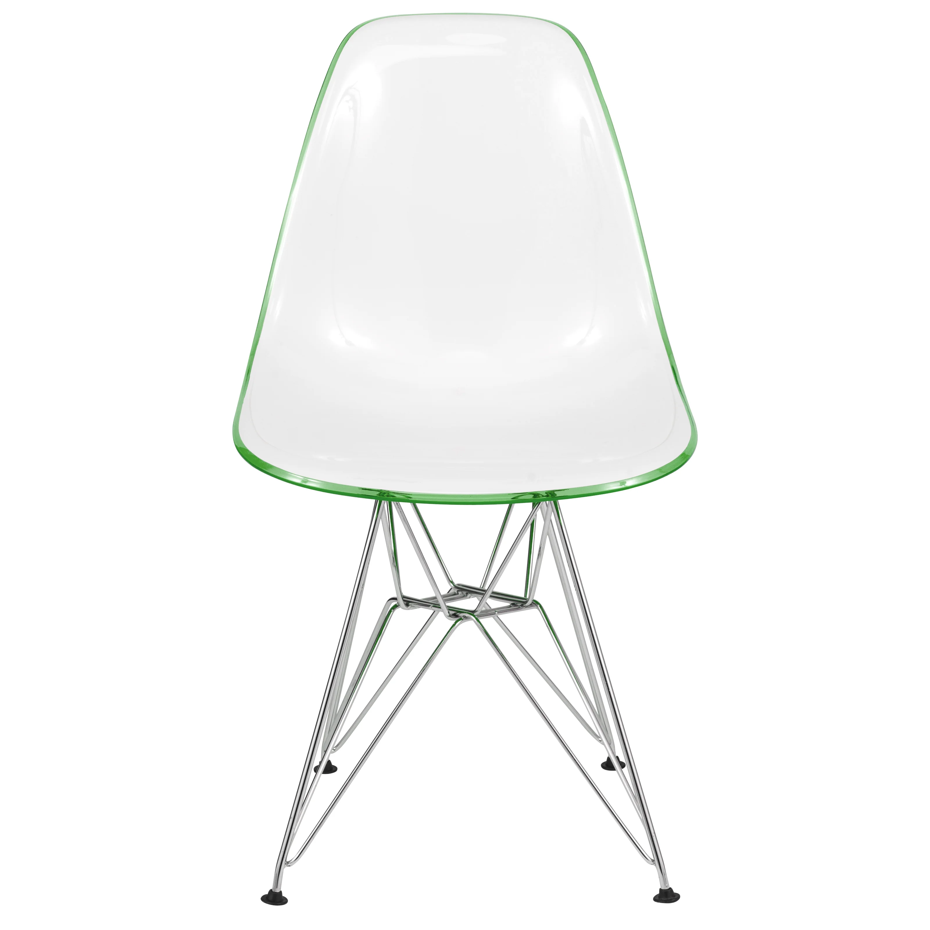 Cresco Molded 2-Tone Eiffel Side Chair in White Green Set of 4