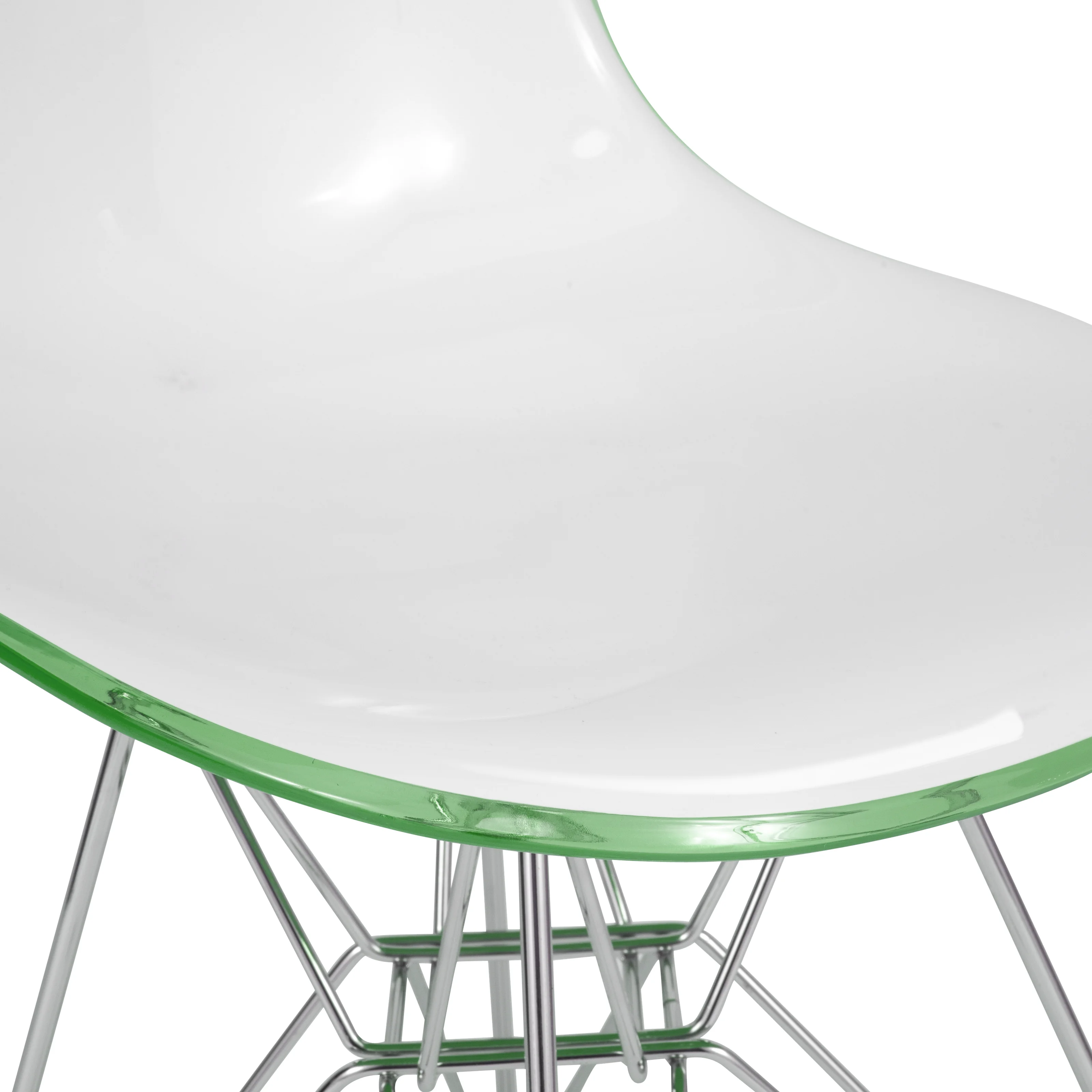 Cresco Molded 2-Tone Eiffel Side Chair in White Green Set of 4