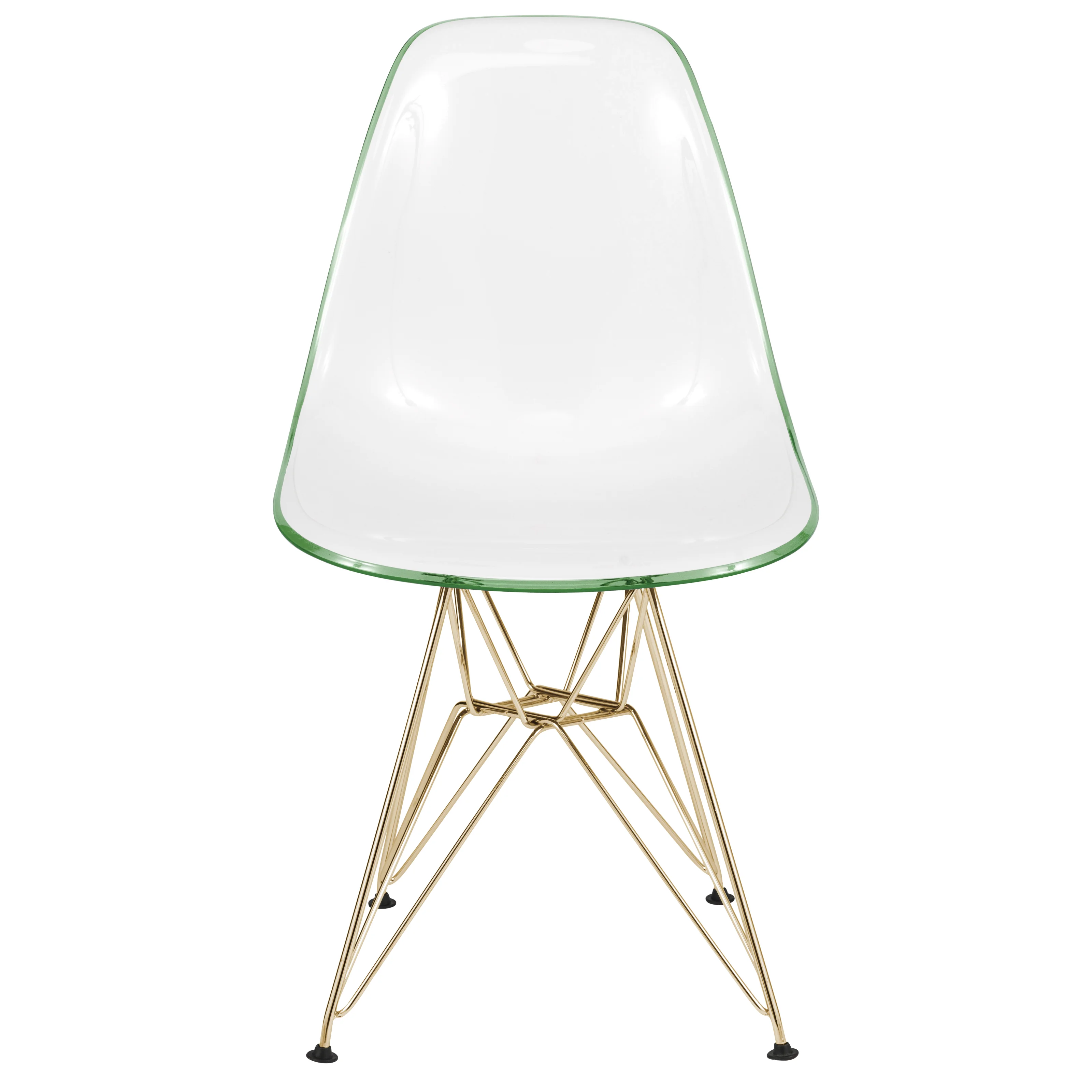 Cresco Molded 2-Tone Eiffel Side Chair with Gold Base in White Green